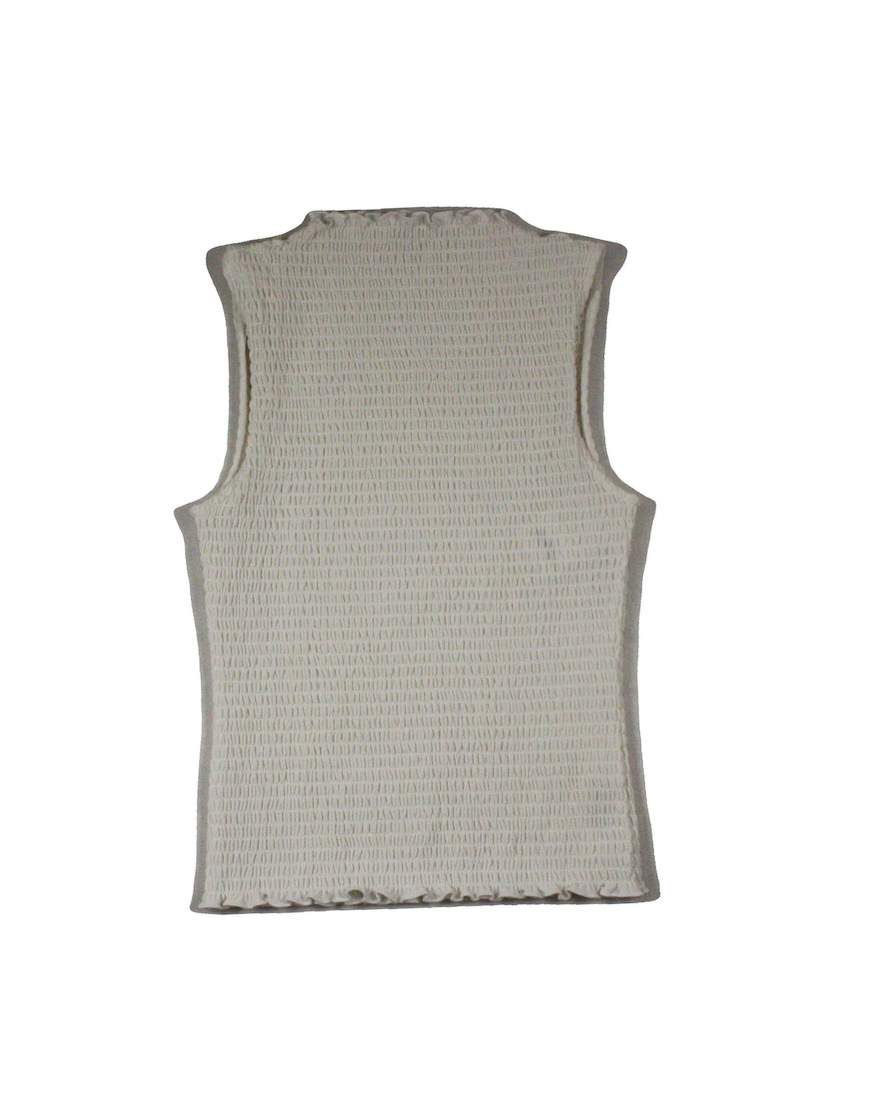 Wilfred Women's White High Neckline Smocked Detail Frill Trim Sleeveless Top – Size S