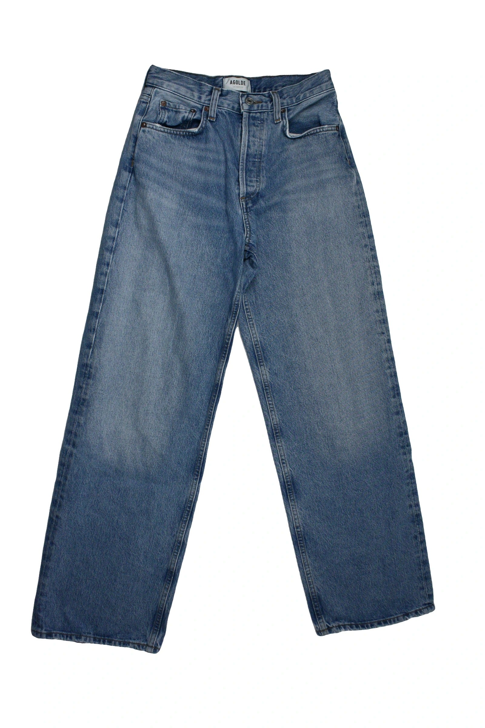 AGOLDE Women's Blue Five Pockets High Rise Wide Leg Jeans – Waist 23