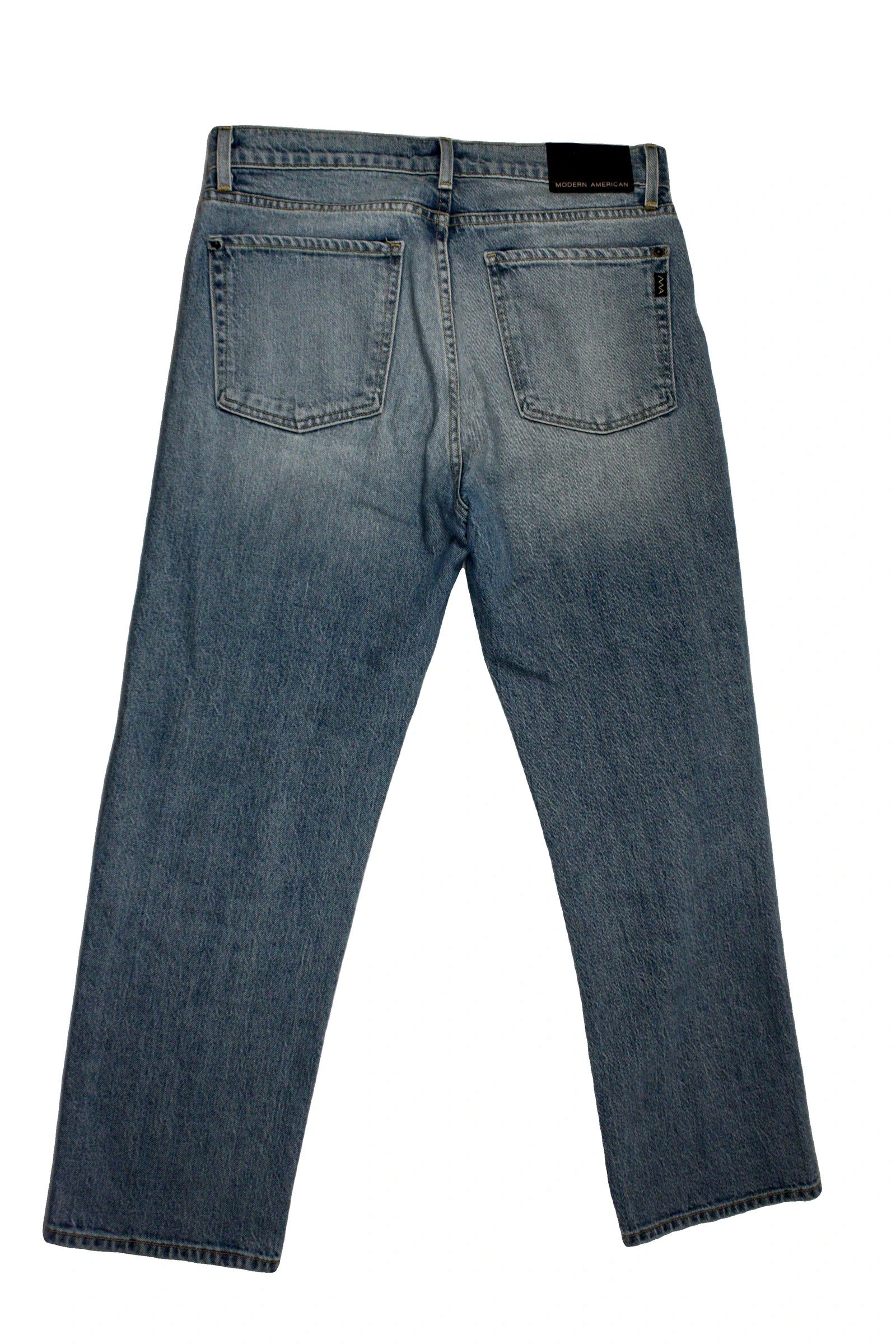 Good American Women's Blue Five Pockets Straight Fit Faded Wash Back Logo Jeans – AS IS, Waist 28