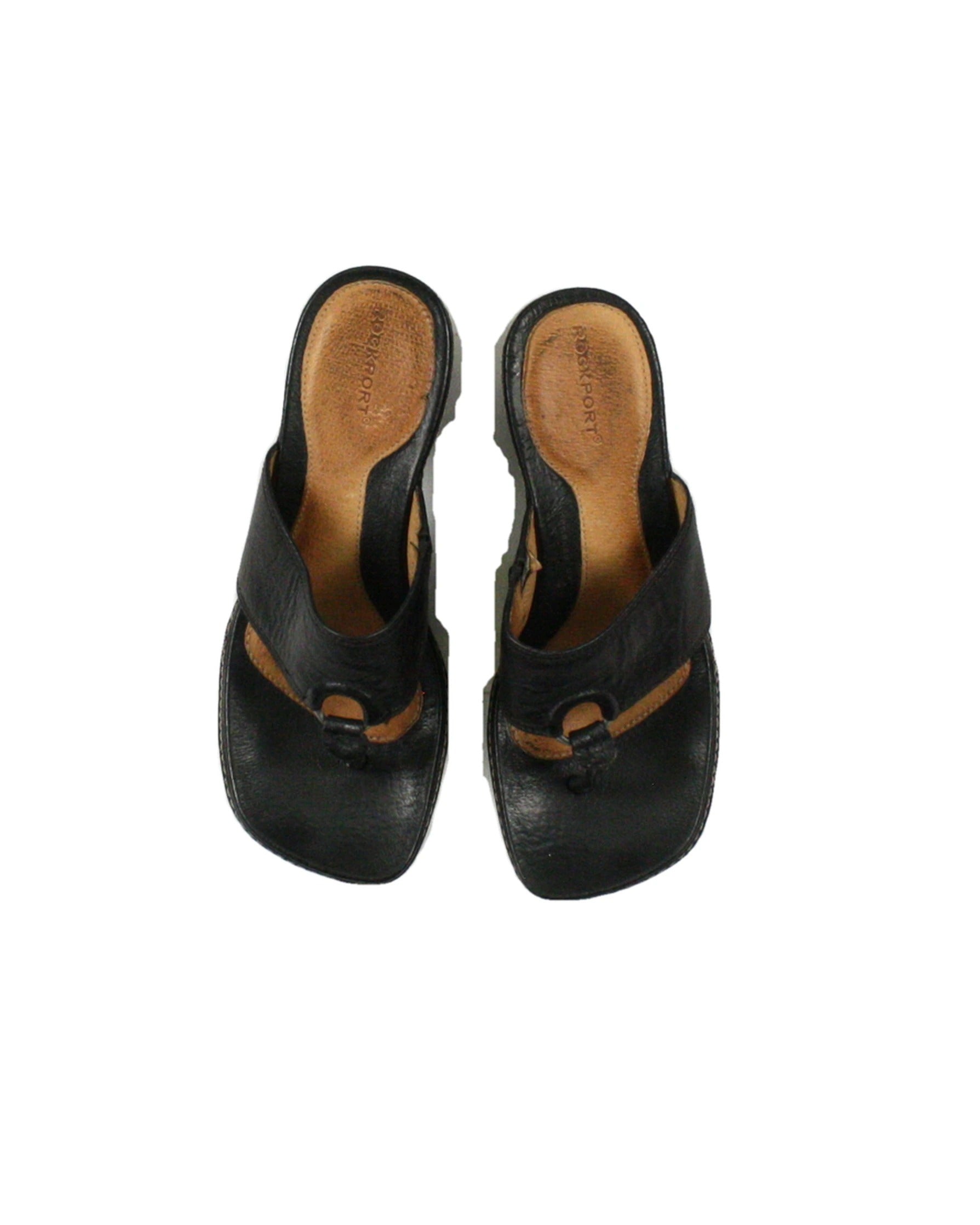 Rockport Women's Black/Tan Square Toe Lthr Item – AS IS, Size 5.5