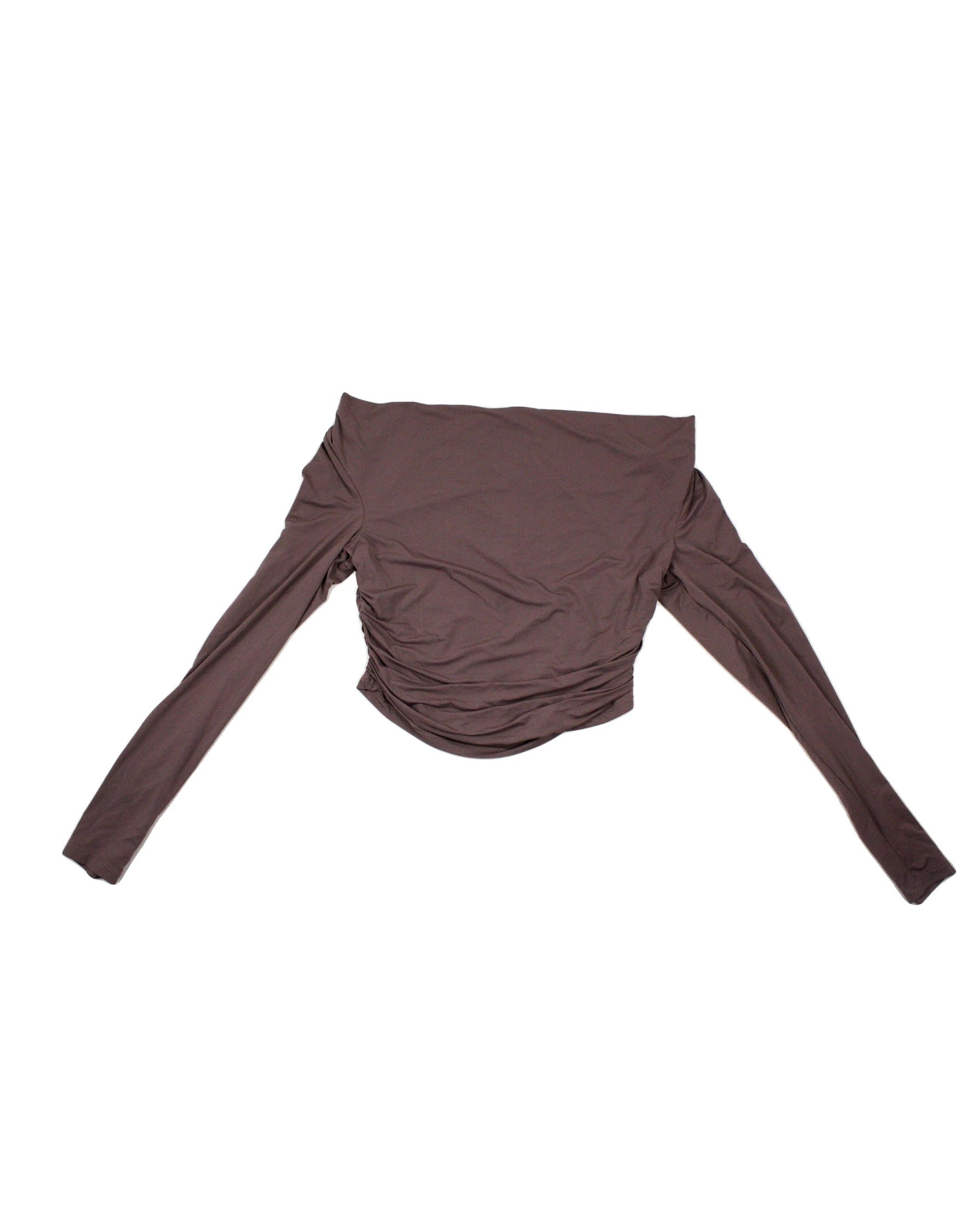Wilfred Women's Mauve Cowl Neckline Ruched Detail Cropped Fit Gathered Detail Long Sleeve Top – Size S