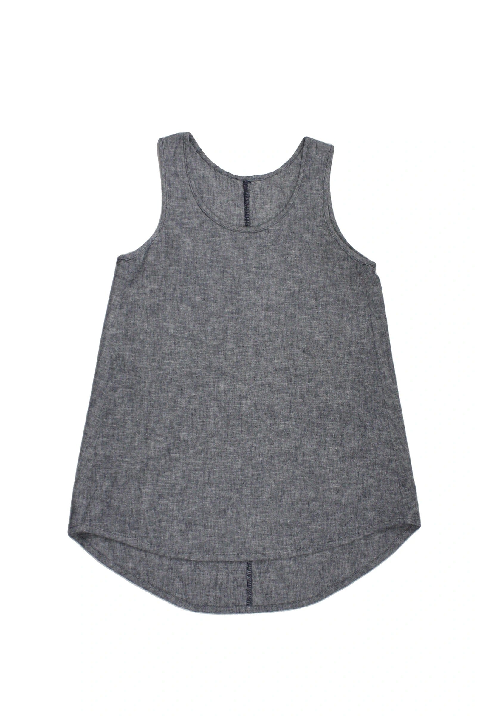 No Brand Women's Dark Blue Scoop Neckline Speckled Texture Woven Texture Sleeveless Top