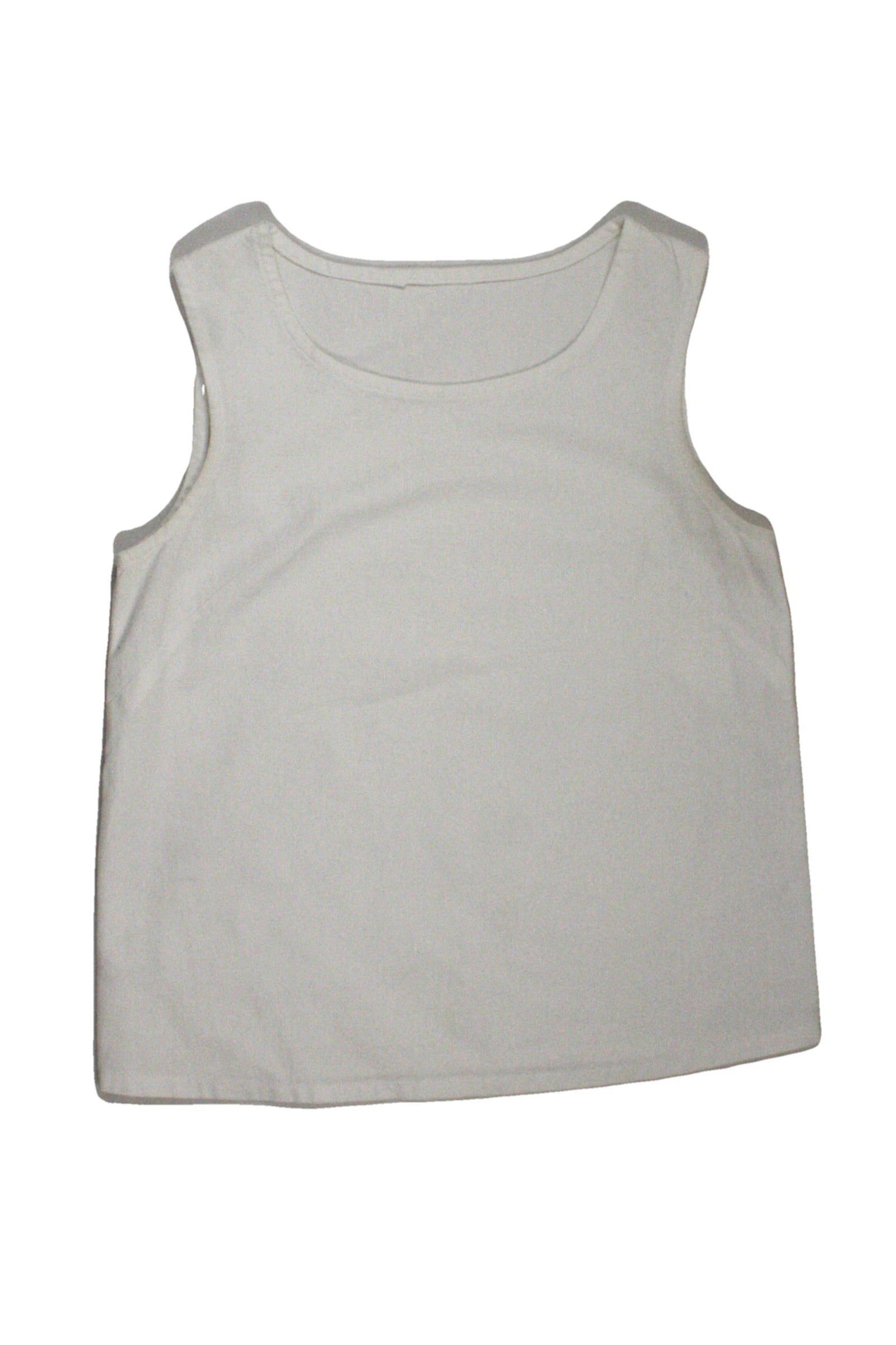 No Brand Women's White Scoop Neckline Bust Darts Sleeveless Top – AS IS