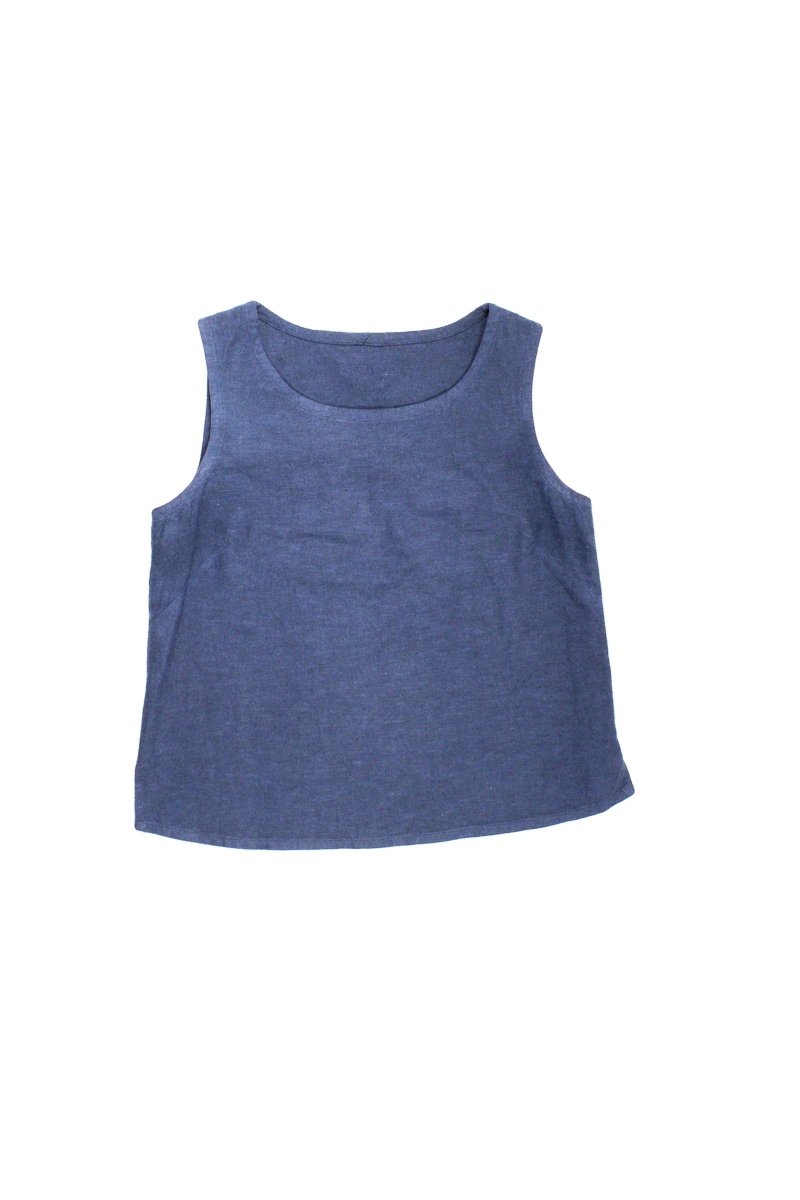 No Brand Women's Blue Round Neckline Bust Darts Sleeveless Top