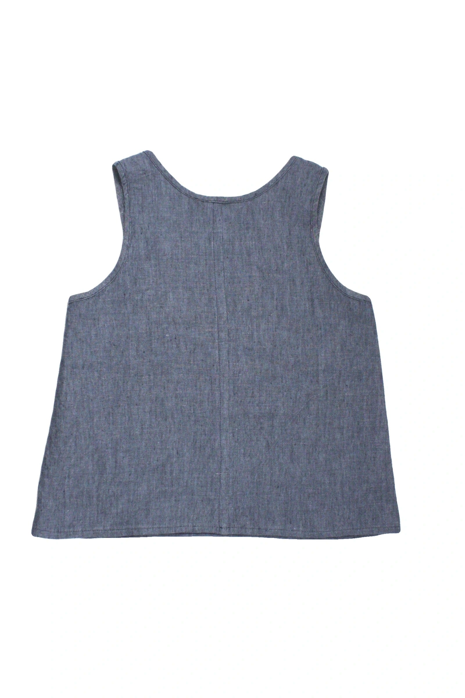 No Brand Women's Blue Scoop Neckline Speckled Texture Woven Texture Sleeveless Top