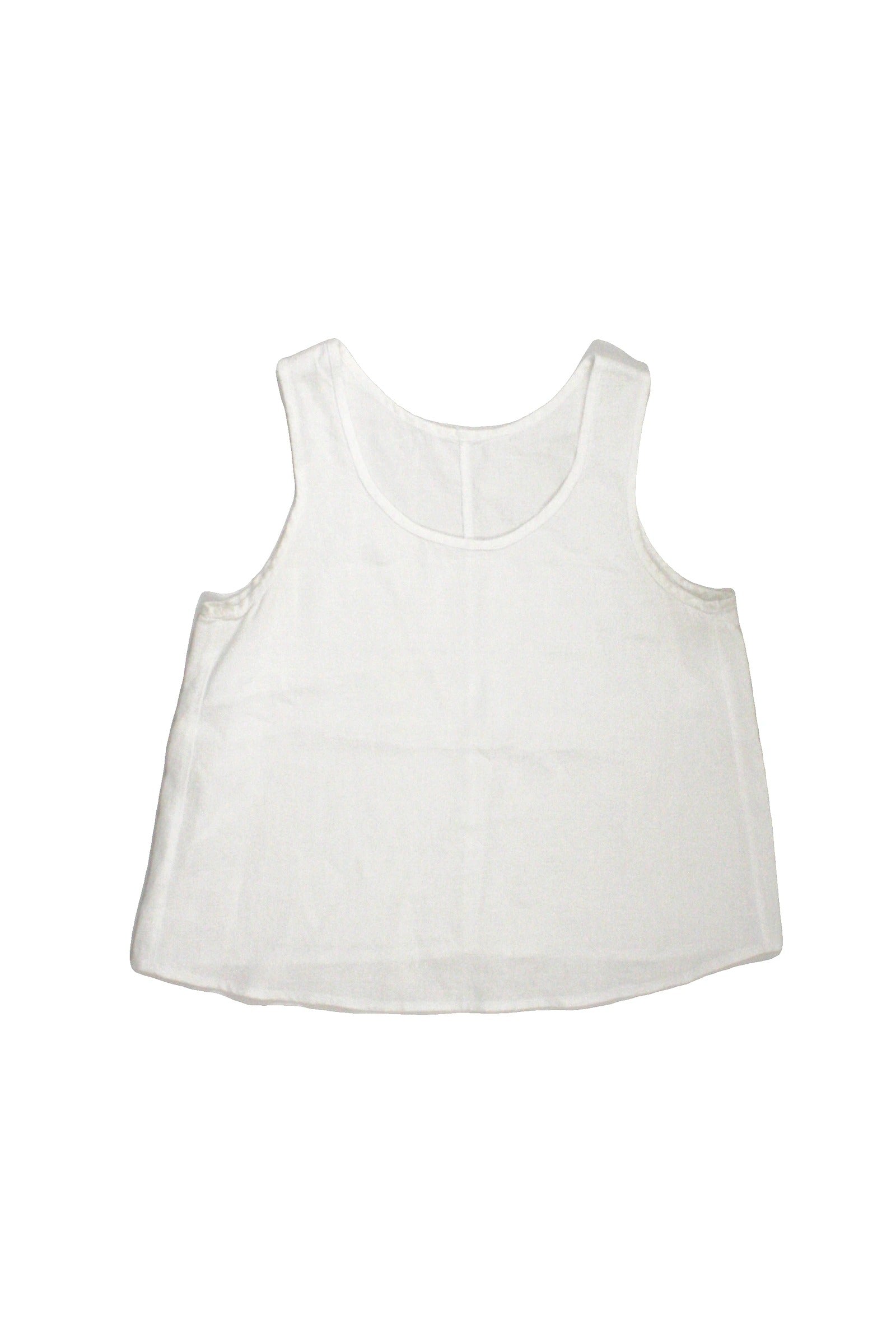 No Brand Women's White Scoop Neckline Woven Texture Rnd Hem Sleeveless Top – AS IS