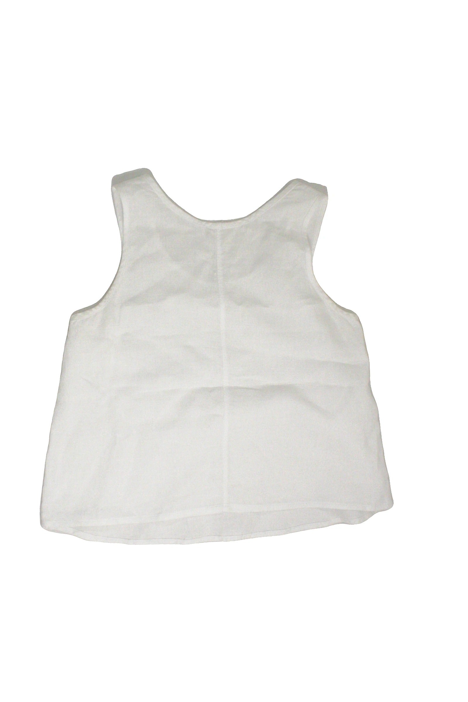 No Brand Women's White Scoop Neckline Woven Texture Rnd Hem Sleeveless Top – AS IS