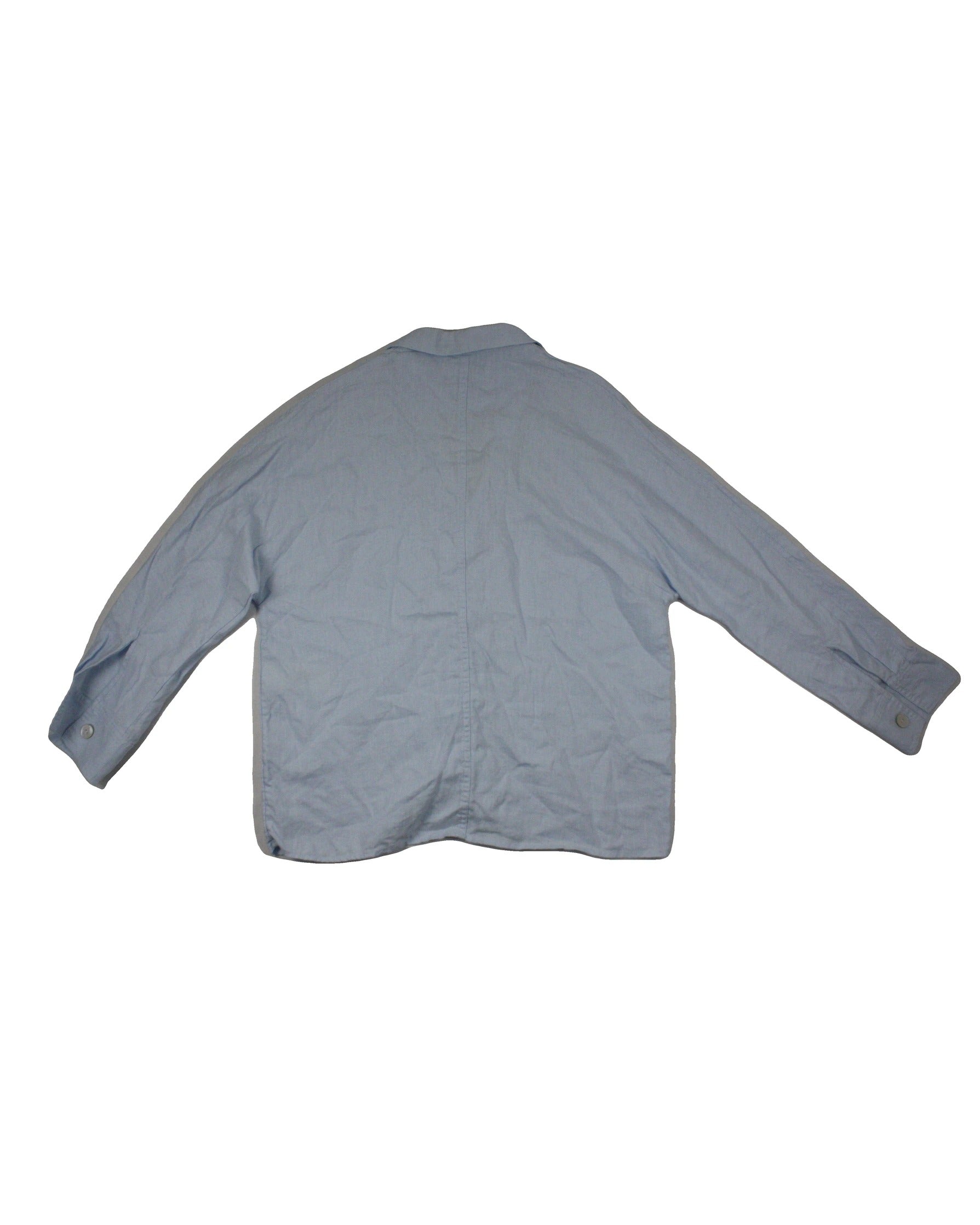 Wilfred Women's Light Blue Linen Iridescent Buttons Lapels Flat Hem Long Sleeve Shirt – Size XXS