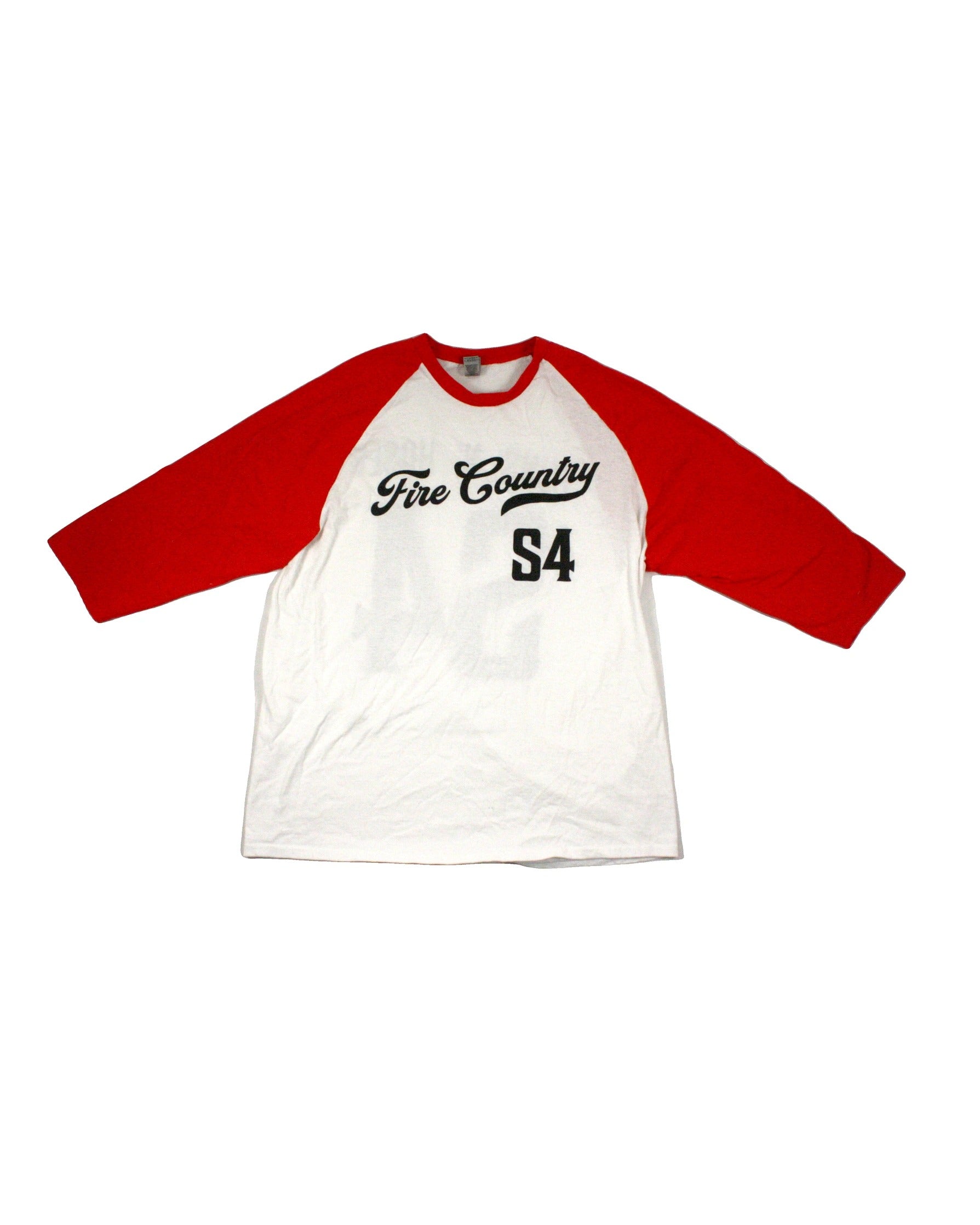 Gildan Men's White/Red/Black Firecountry Graphic Bk 3/4 Sleeve Top – Size L