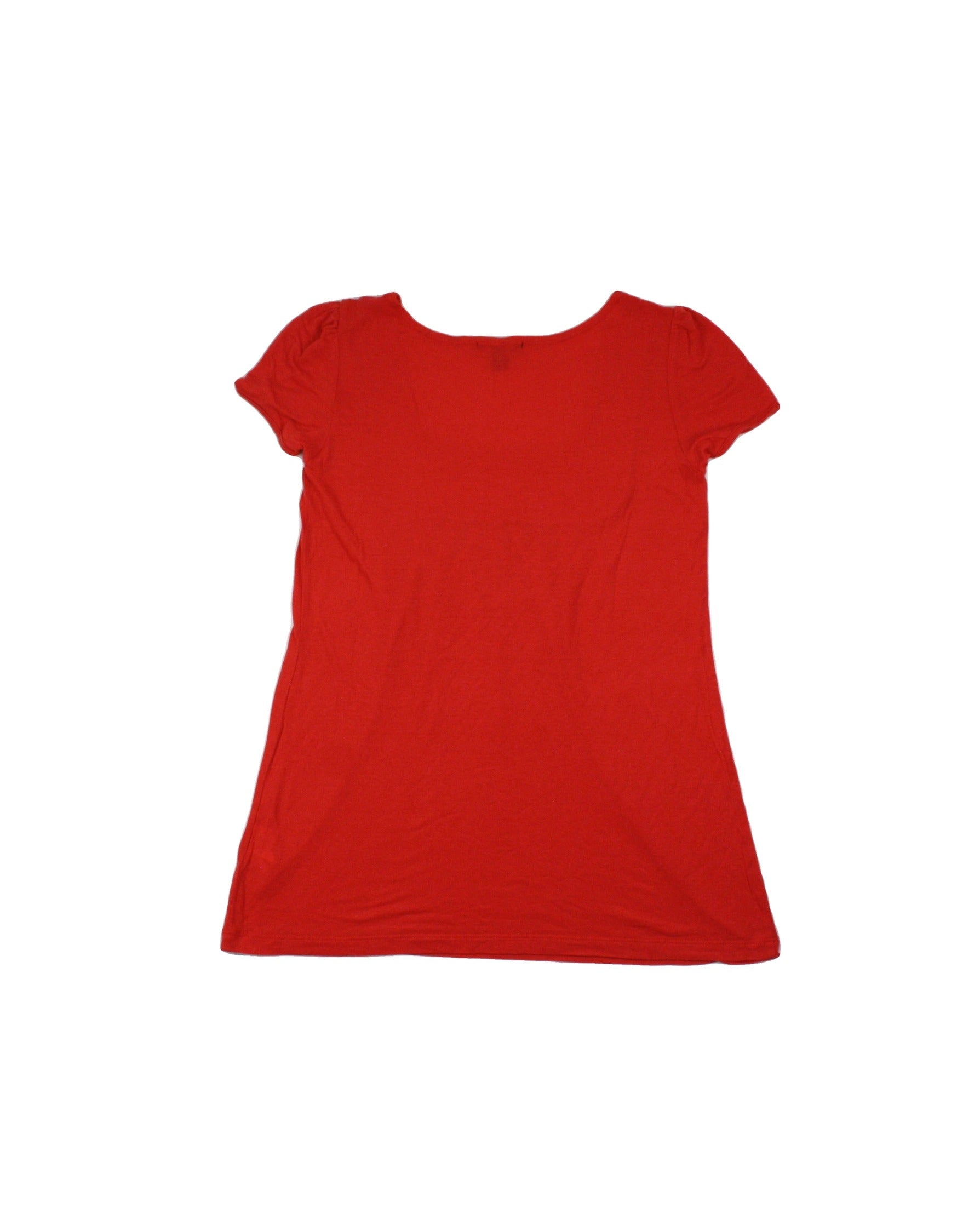 Jacob Women's Red Scoop Neckline Neckline Panel Gthrs Panel Short Sleeve Top – Size XS