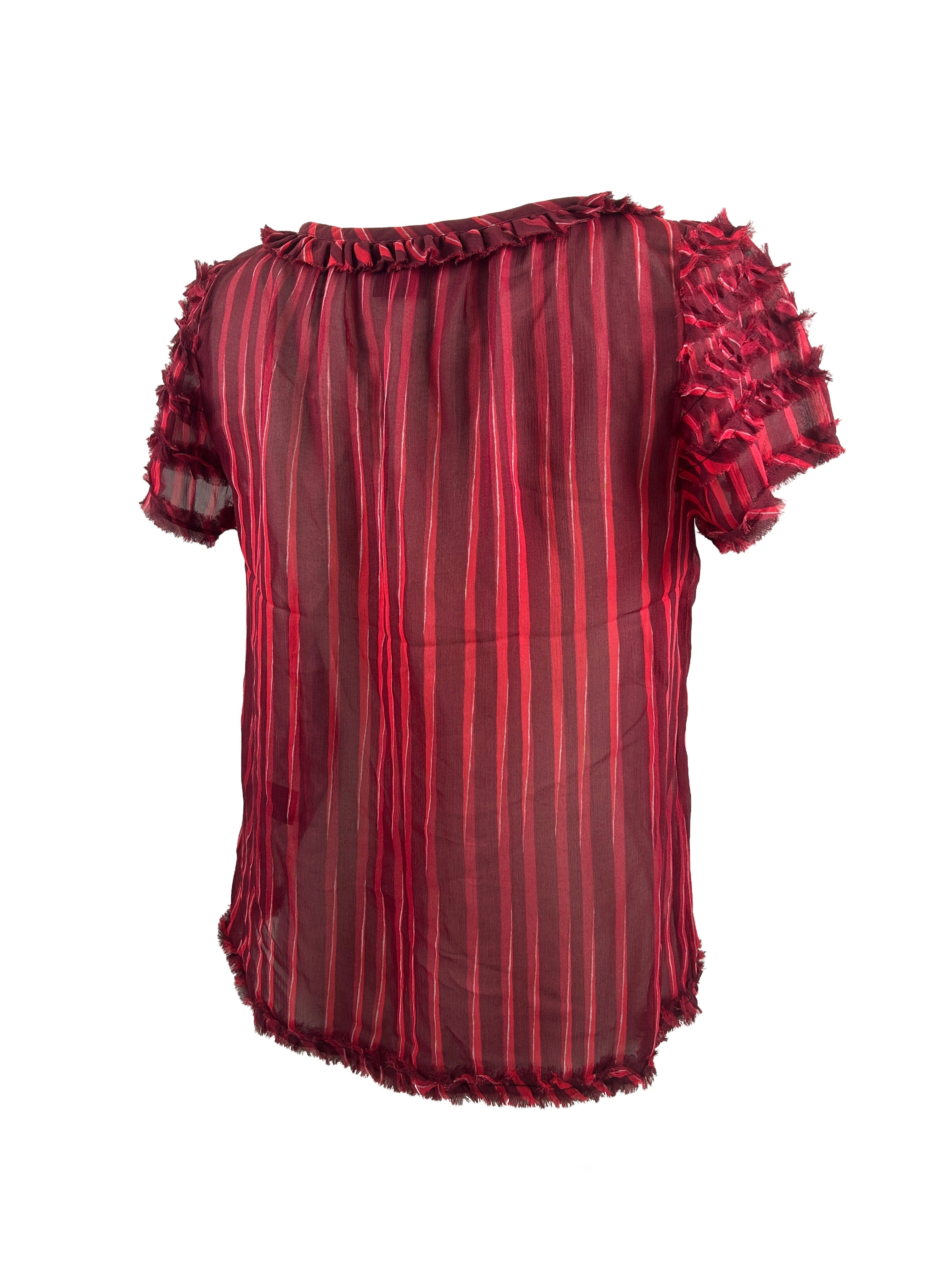 Marc Jacobs Size 4 Sheer Striped Silk Top