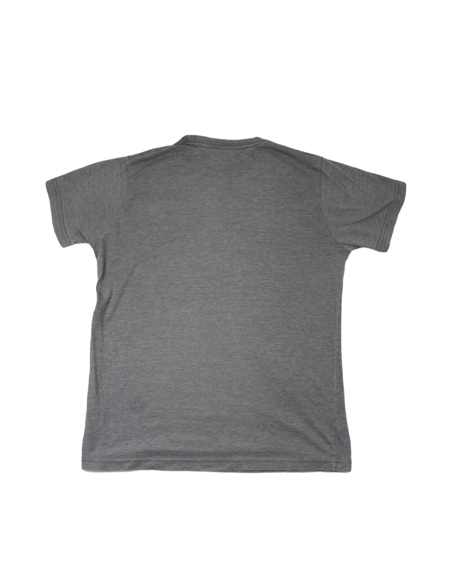 Noize Women's Gray Stereo Graphic Round Neckline Distressed Detail Short Sleeve Top – Size S