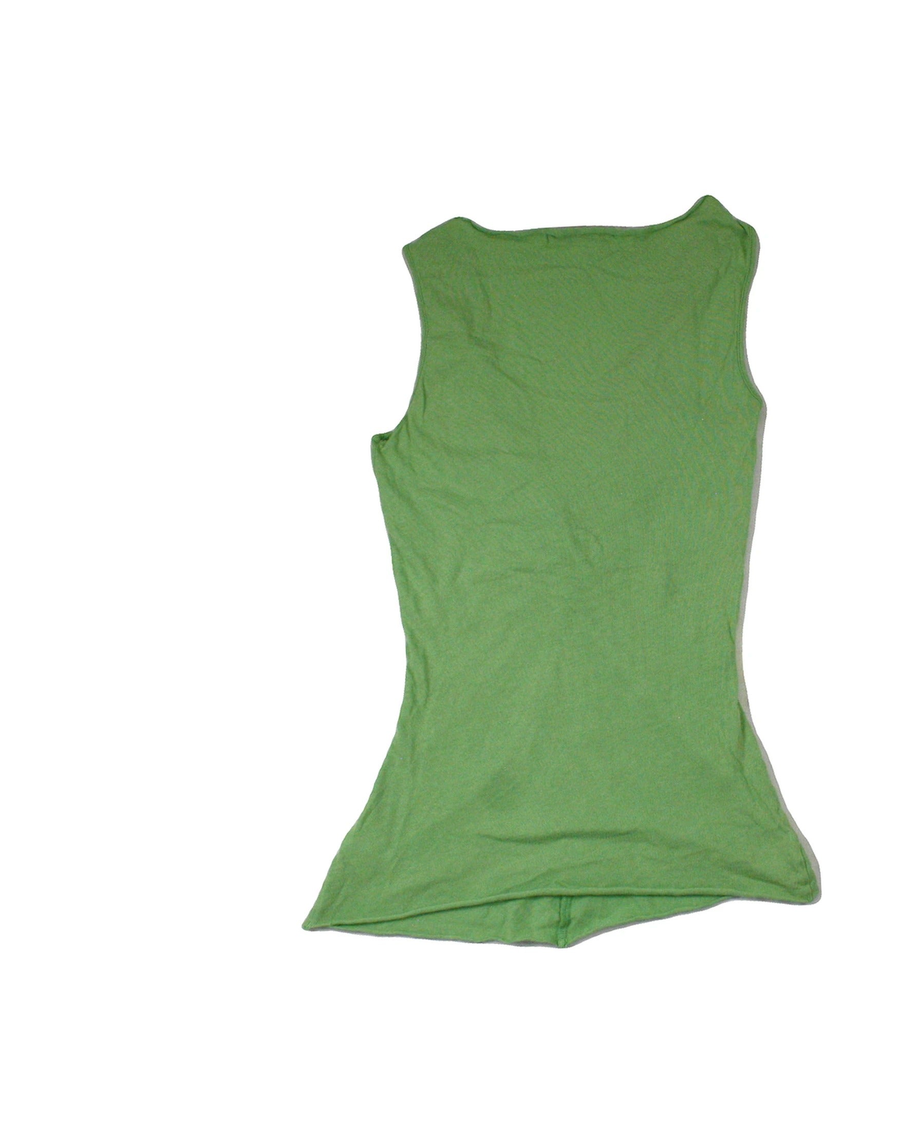 Velvet Women's Green V-Neckline Ruched Detail Stretch Fabric Curved Seams Sleeveless Top – Size S