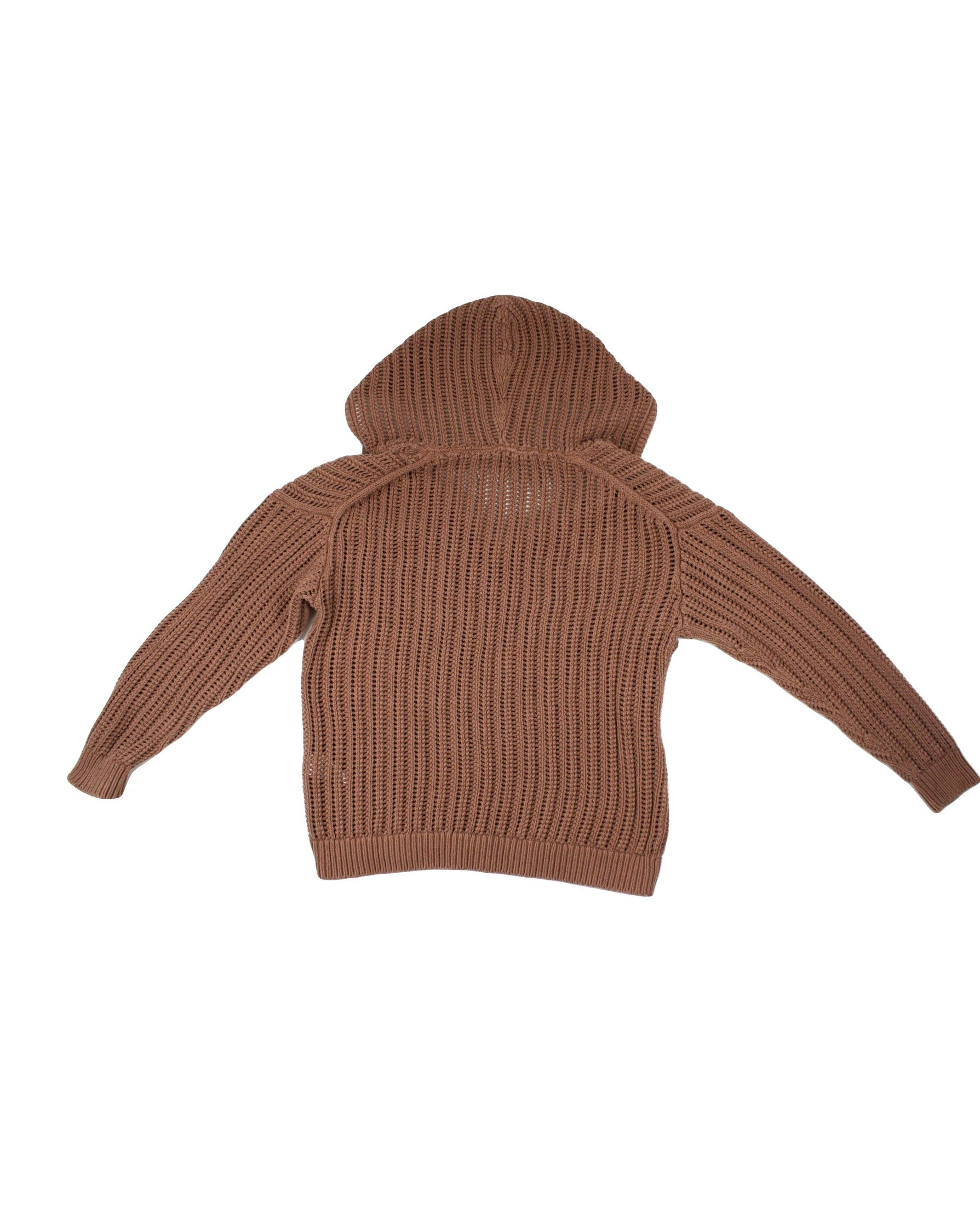 Wilfred Free Women's Brown V-Neckline Medium Knit Hood Ribbed Trim Long Sleeve Sweatshirt – Size 2XS