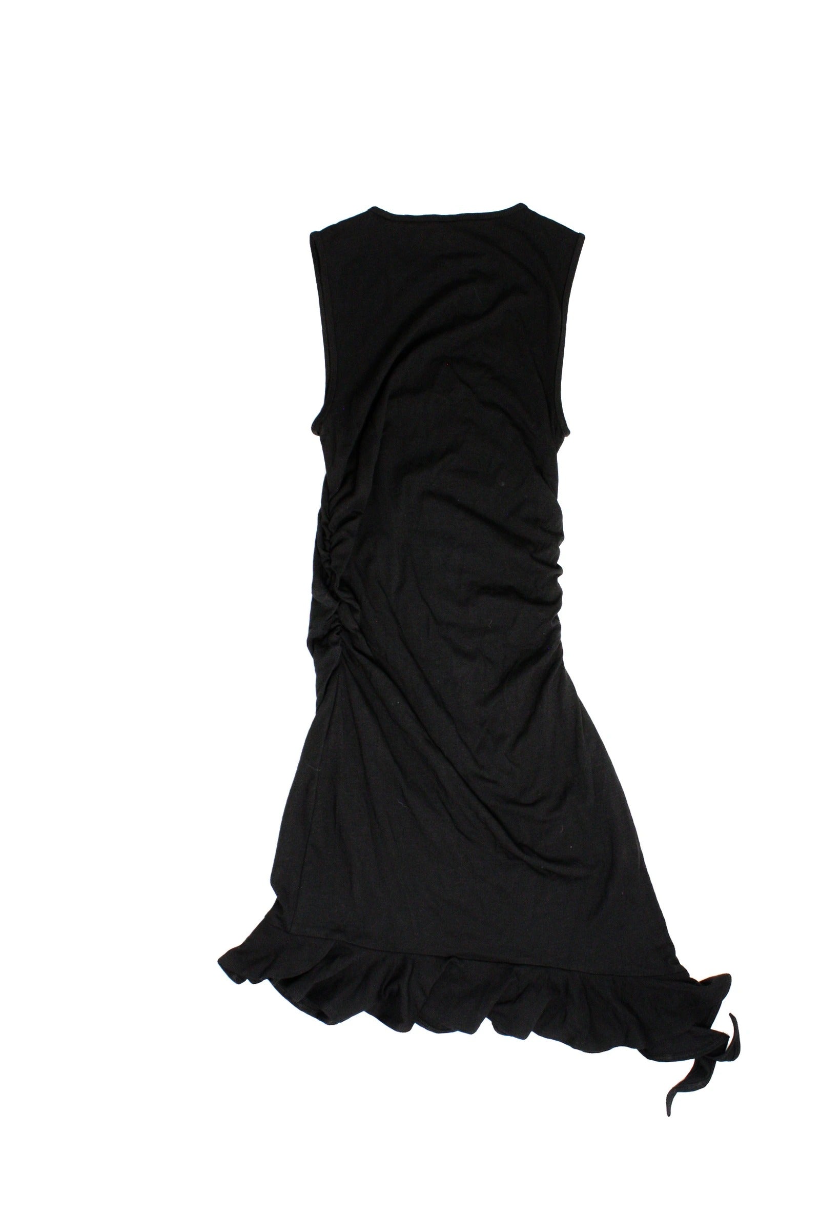 Wilfred Women's Black Ruffle Hem Mini Length Round Neckline Stretch Fabric Sleeveless Dress – Size XS