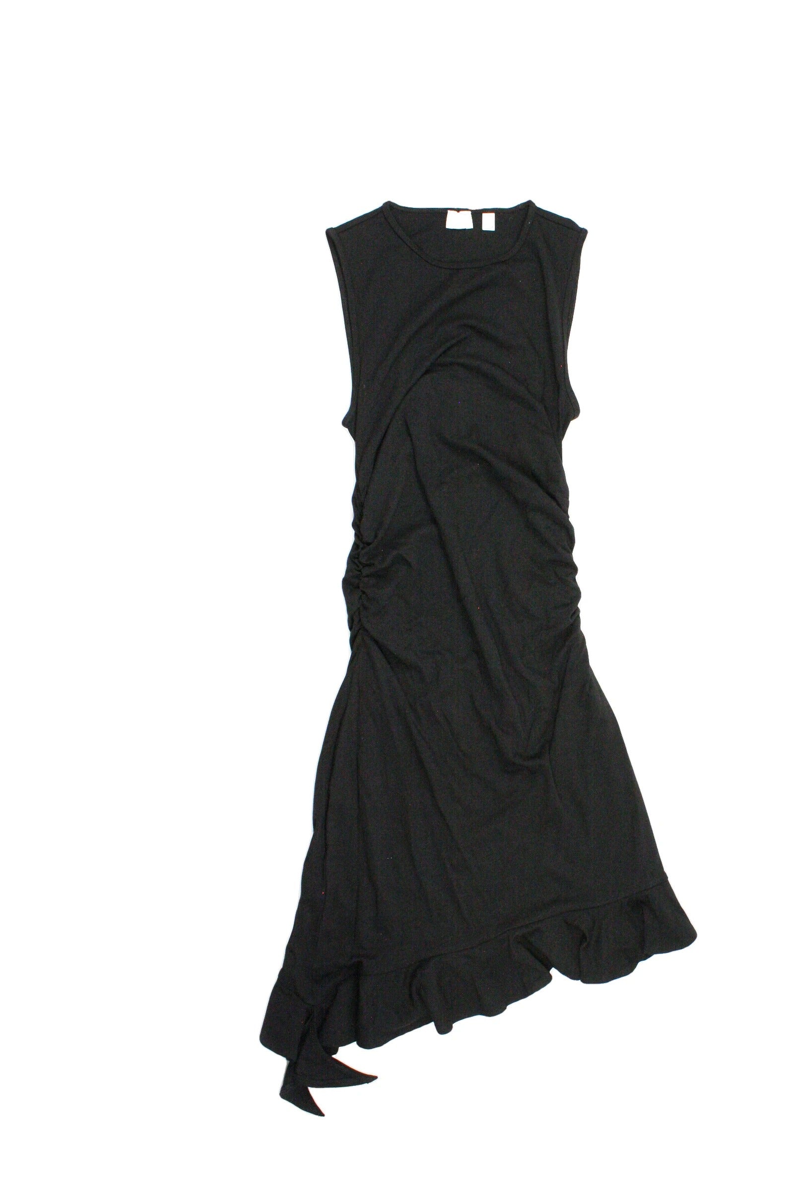 Wilfred Women's Black Ruffle Hem Mini Length Round Neckline Stretch Fabric Sleeveless Dress – Size XS