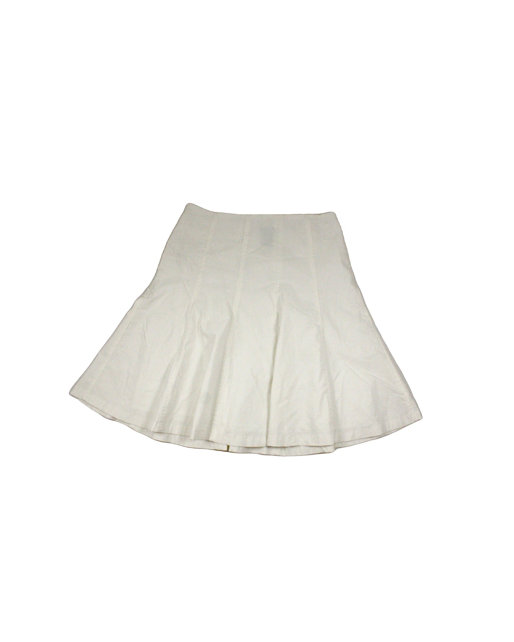 Cabri Women's White Back Zip Closure Midi Length Panel Detail Flared Fit Skirt – Waist 30