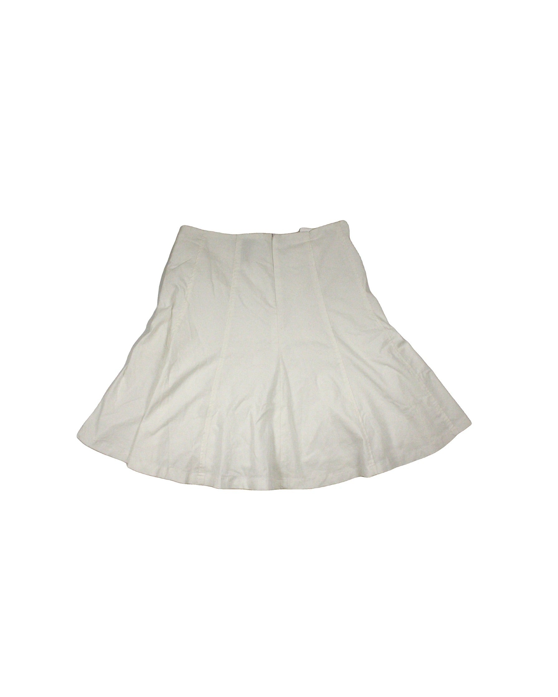 Cabri Women's White Back Zip Closure Midi Length Panel Detail Flared Fit Skirt – Waist 30
