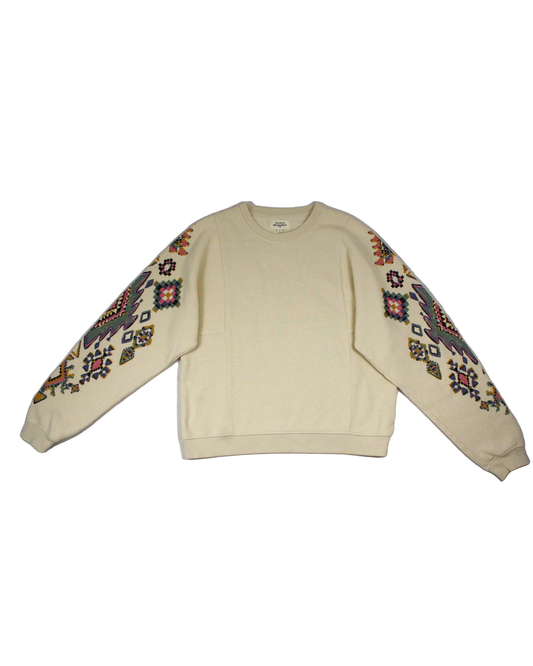 Hartford Designer Women's Cream/Olive/Black/Pink Cotton Panel Detail Crew Neckline Long Sleeve Sweatshirt