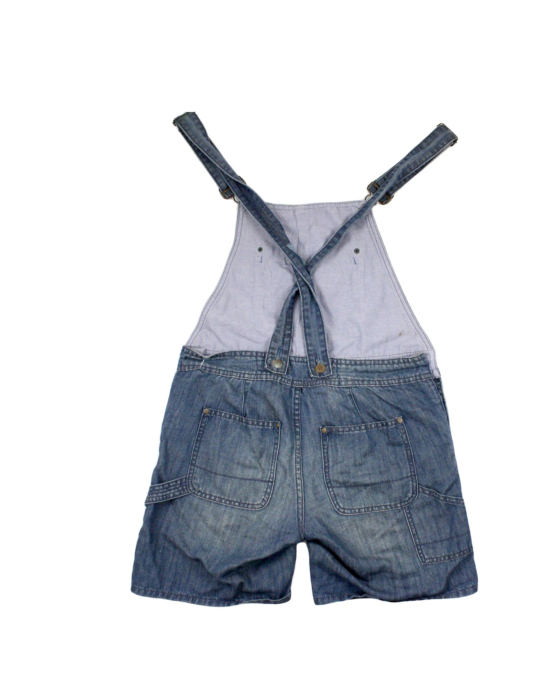 HoldingHorses Women's Dark Blue Seven Pockets Bib Front Shorts Side Loop One-Piece – Waist 27