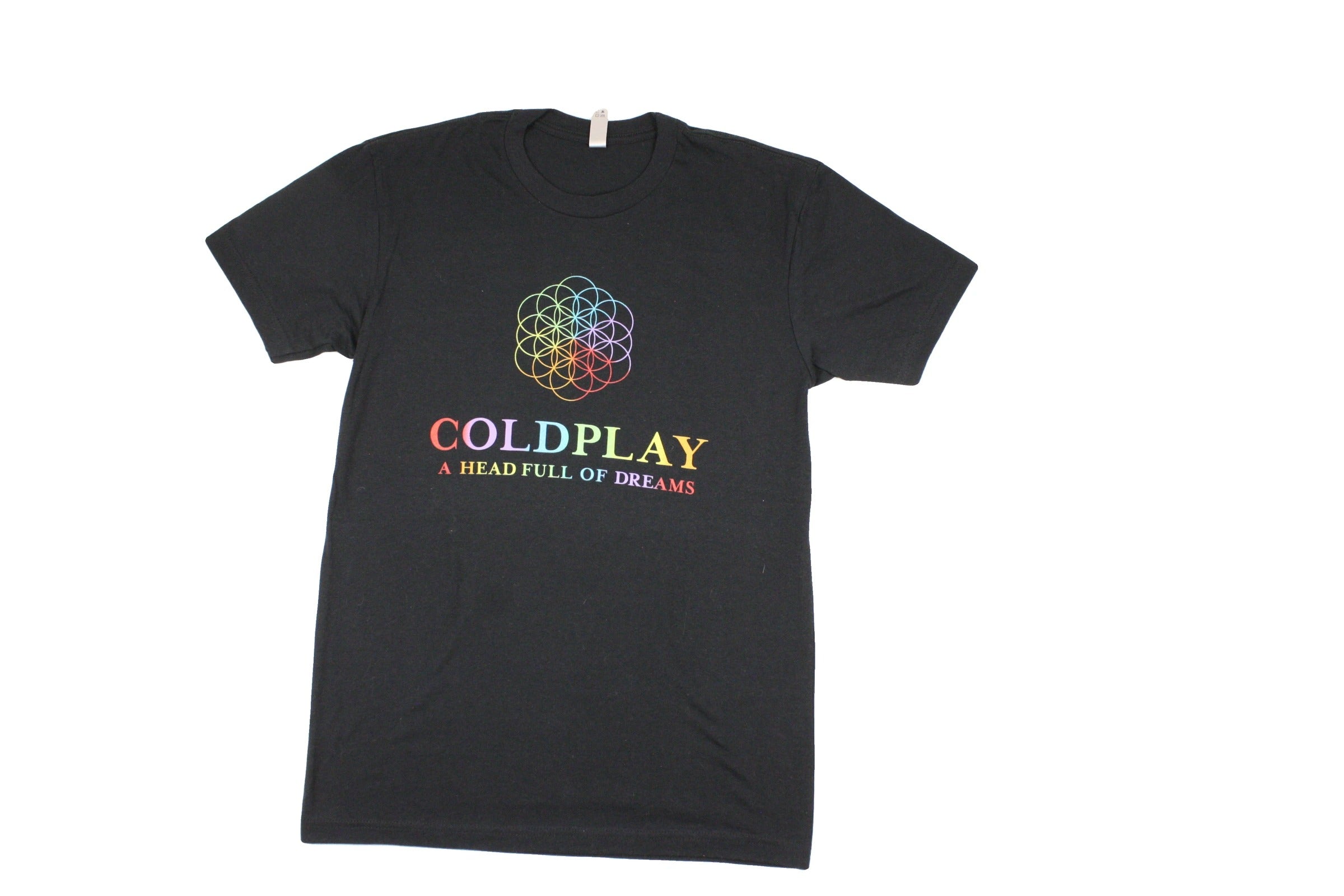 Next Level Women's Black/Red/Purple/Blue Cotton Rainbow Colours Coldplay Crew Neckline T-Shirt – Size S