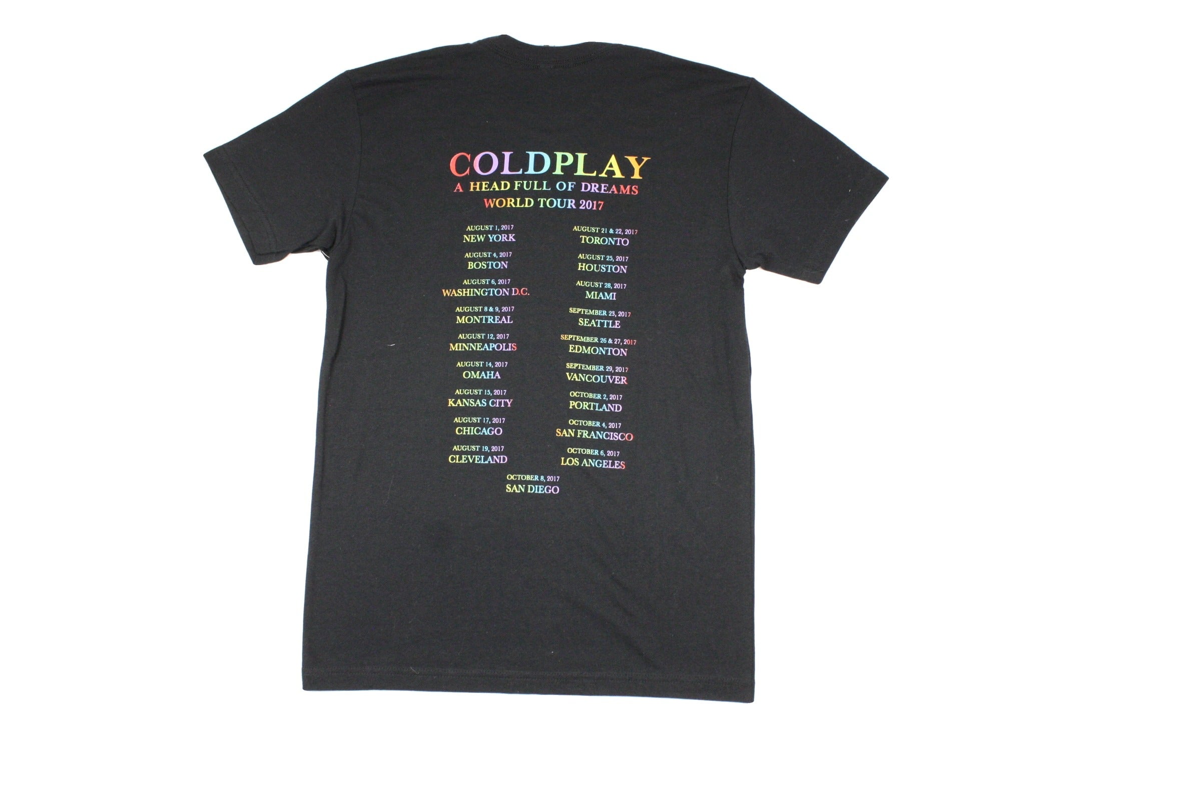 Next Level Women's Black/Red/Purple/Blue Cotton Rainbow Colours Coldplay Crew Neckline T-Shirt – Size S