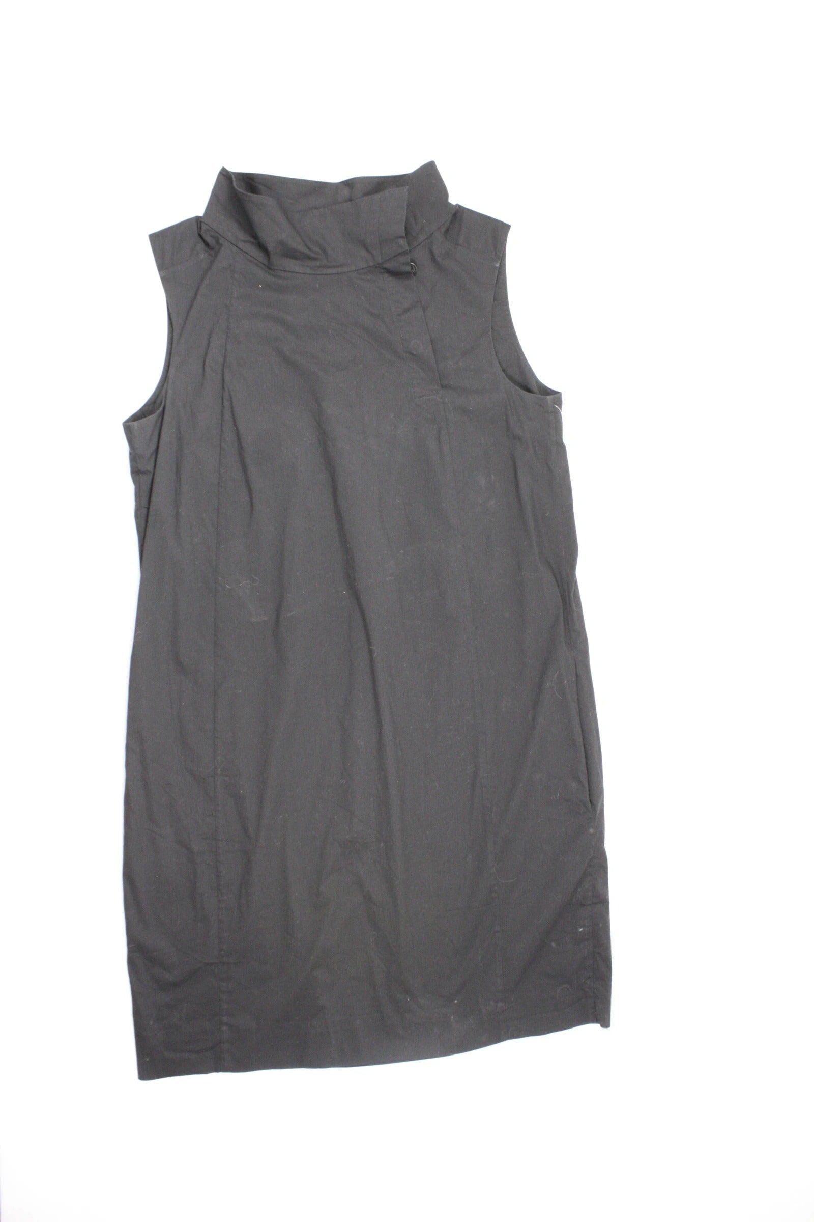 Cos Women's Black Asymmetric Front Buttons Midi Length Collar Sleeveless Dress – Size 6