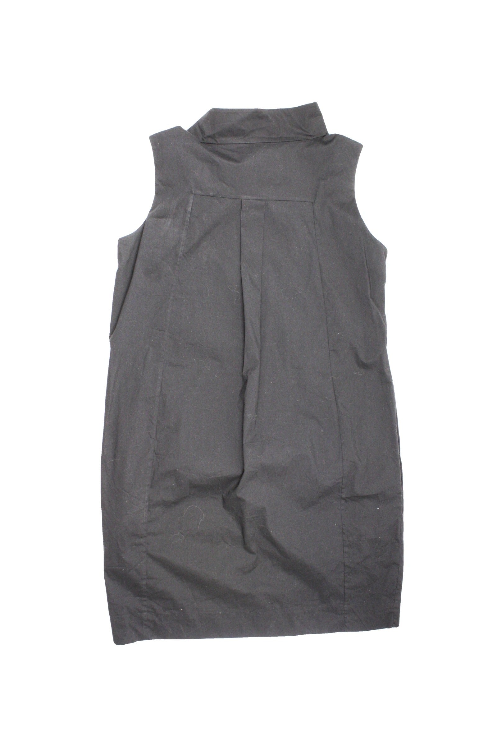 Cos Women's Black Asymmetric Front Buttons Midi Length Collar Sleeveless Dress – Size 6