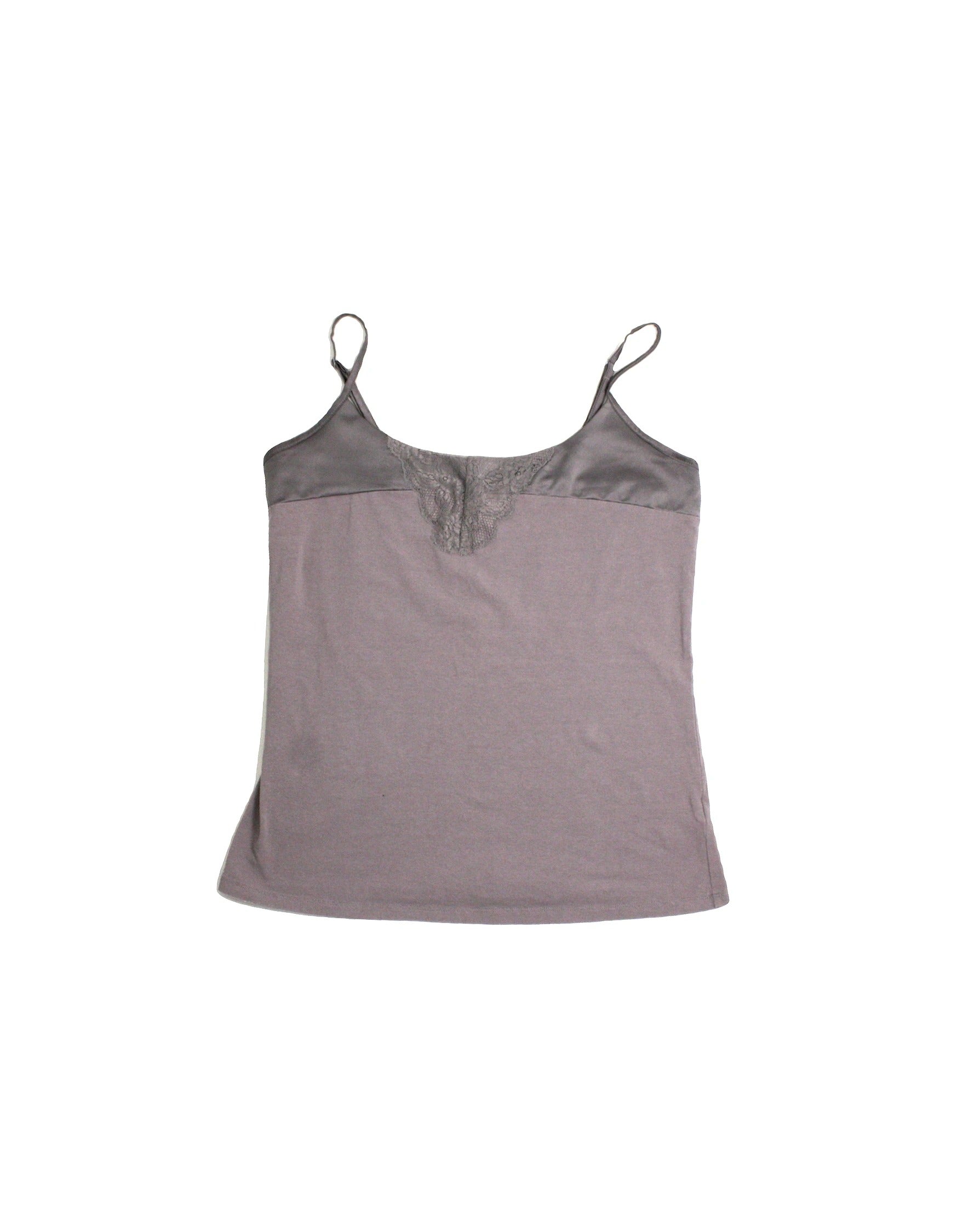 ChicByJacob Women's Purple Front Lace Detail Sheen Top Panel Spaghetti Strap Top – Size XL