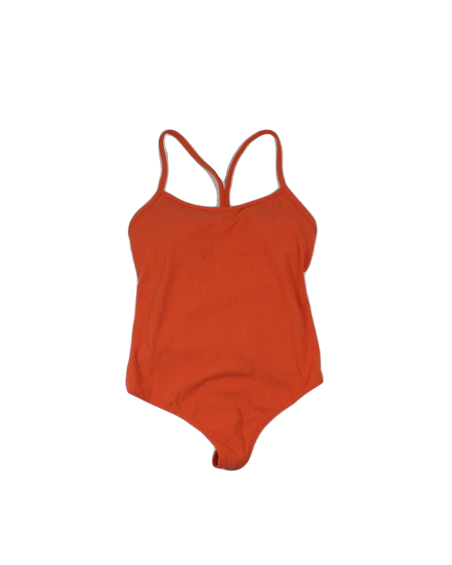 Lululemon Women's Orange Scoop Neckline Racerback Thong Bottom Bodysuit