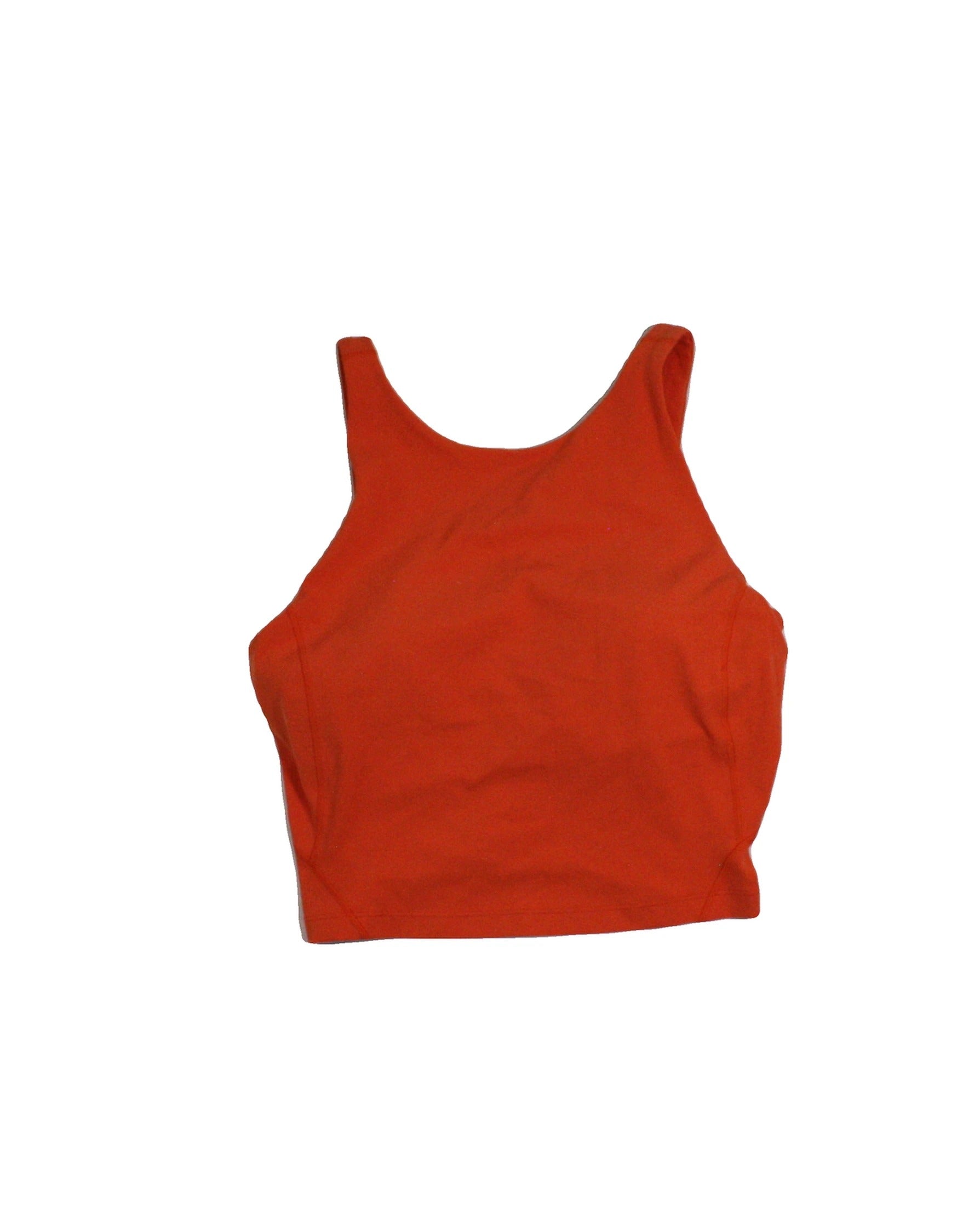 Lululemon Women's Orange Scoop Neckline Cropped Fit Back Logo Built-In Bra Sleeveless Top