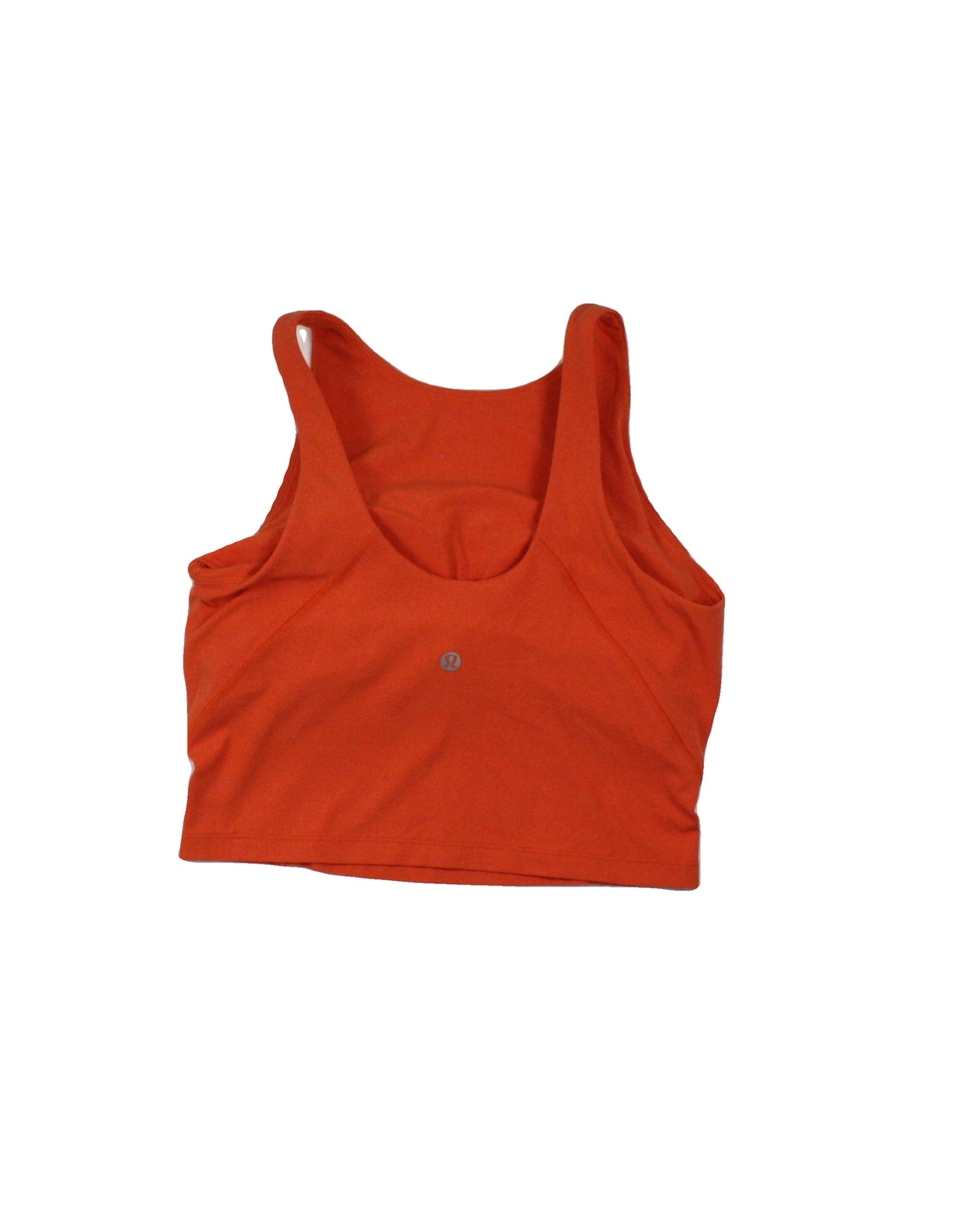 Lululemon Women's Orange Scoop Neckline Cropped Fit Back Logo Built-In Bra Sleeveless Top