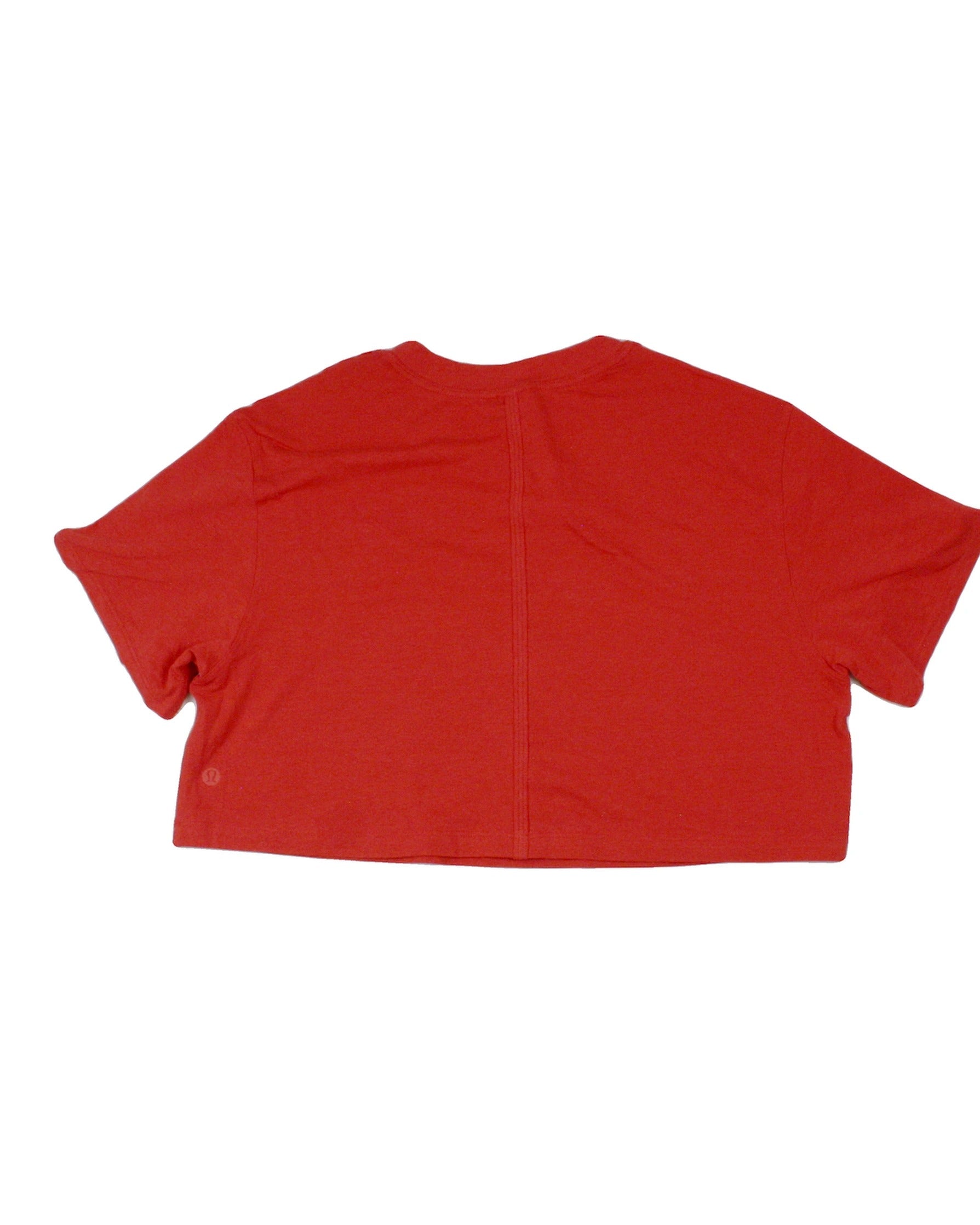Lululemon Women's Red Cropped Fit Lululemon Round Neckline Ribbed Trim T-Shirt – New