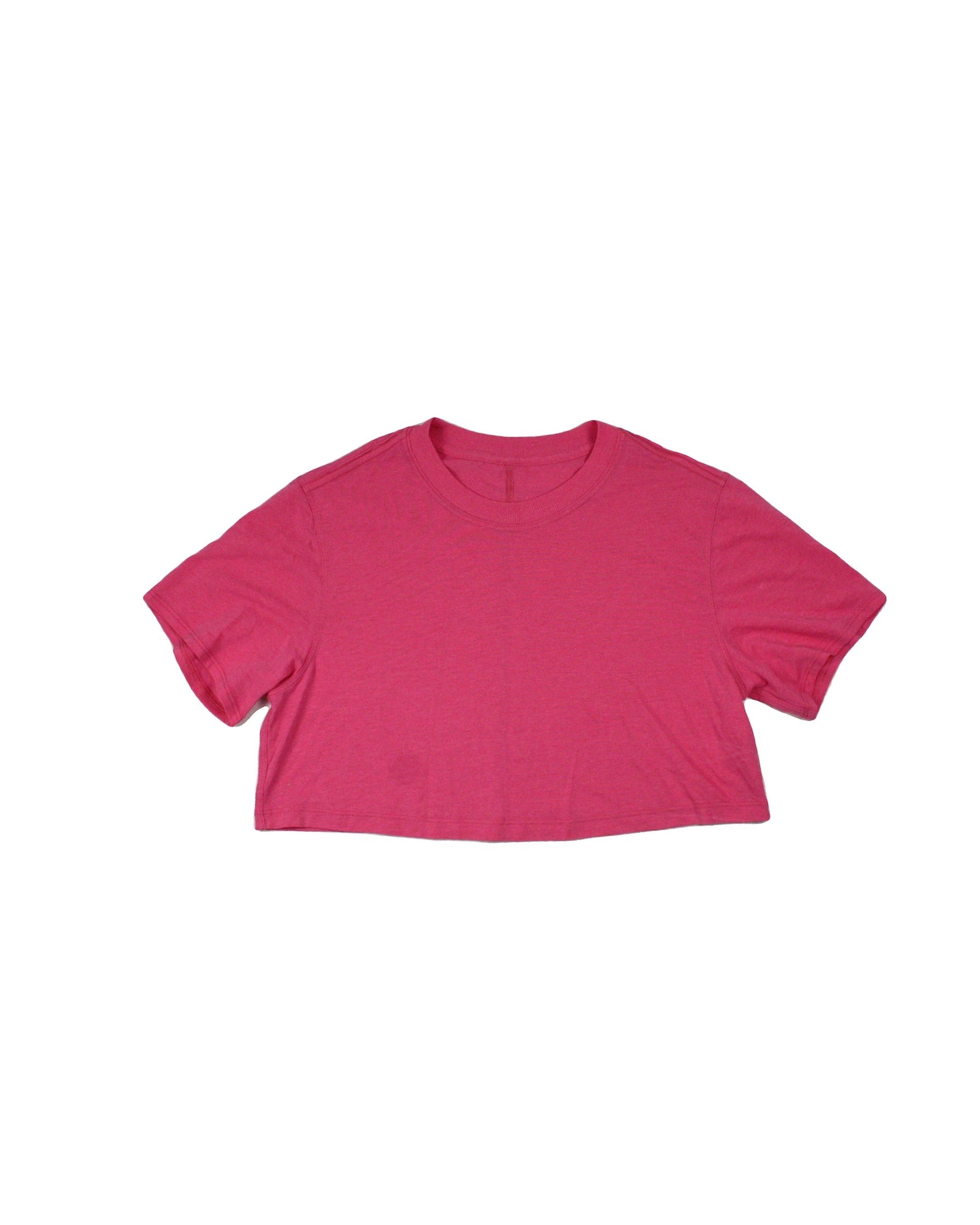 Lululemon Women's Pink Cropped Fit Round Neckline Ribbed Trim T-Shirt