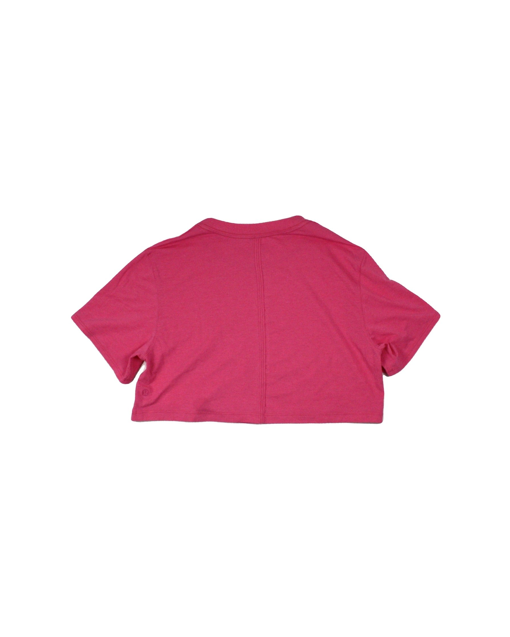 Lululemon Women's Pink Cropped Fit Round Neckline Ribbed Trim T-Shirt