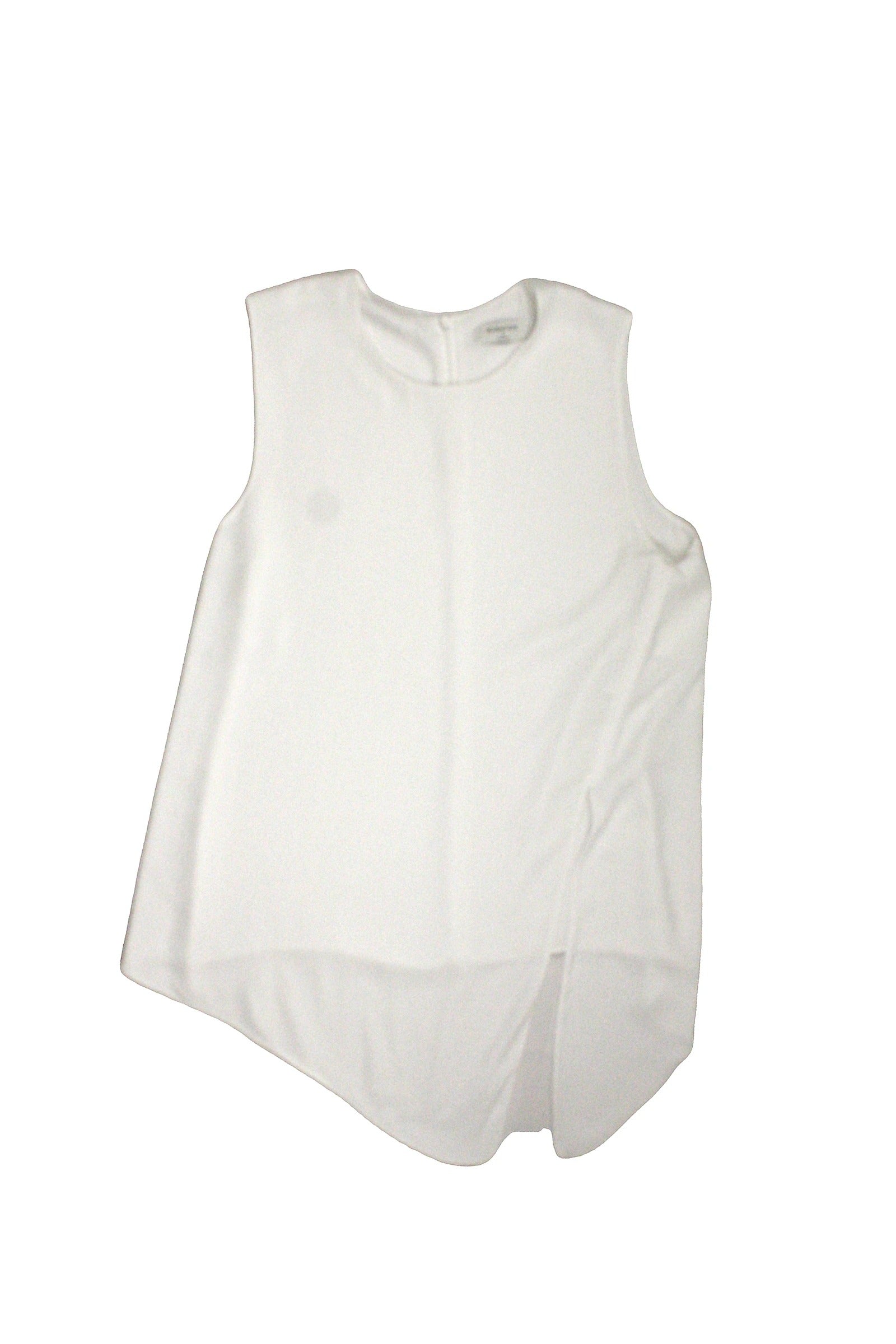 Babaton Women's White Asymmetric Hem Side Strips Round Neckline Sleeveless Top – Size M