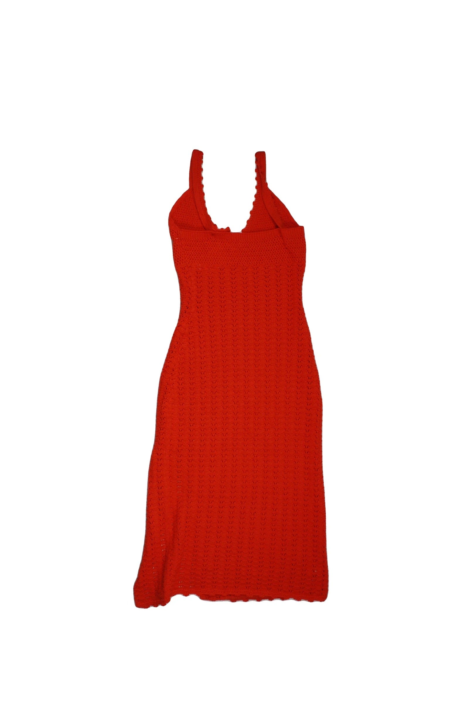 Wilfred Women's Orange Open Knit V-Neckline Midi Length Crochet Sleeveless Dress – New, Size 2XS