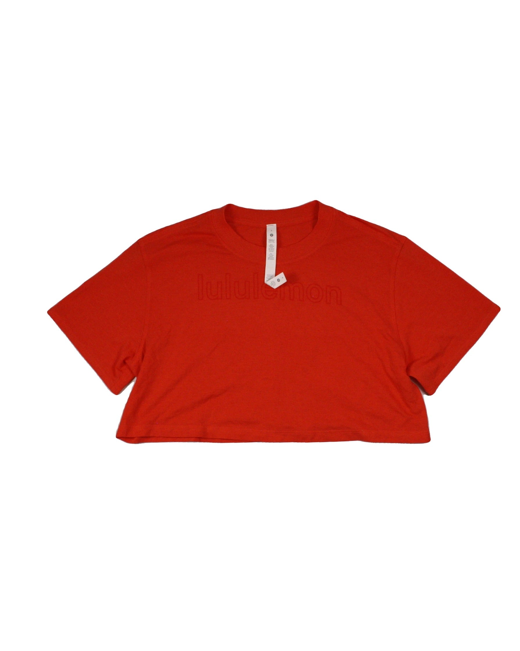Lululemon Women's Orange Cropped Fit Lululemon Round Neckline T-Shirt – New