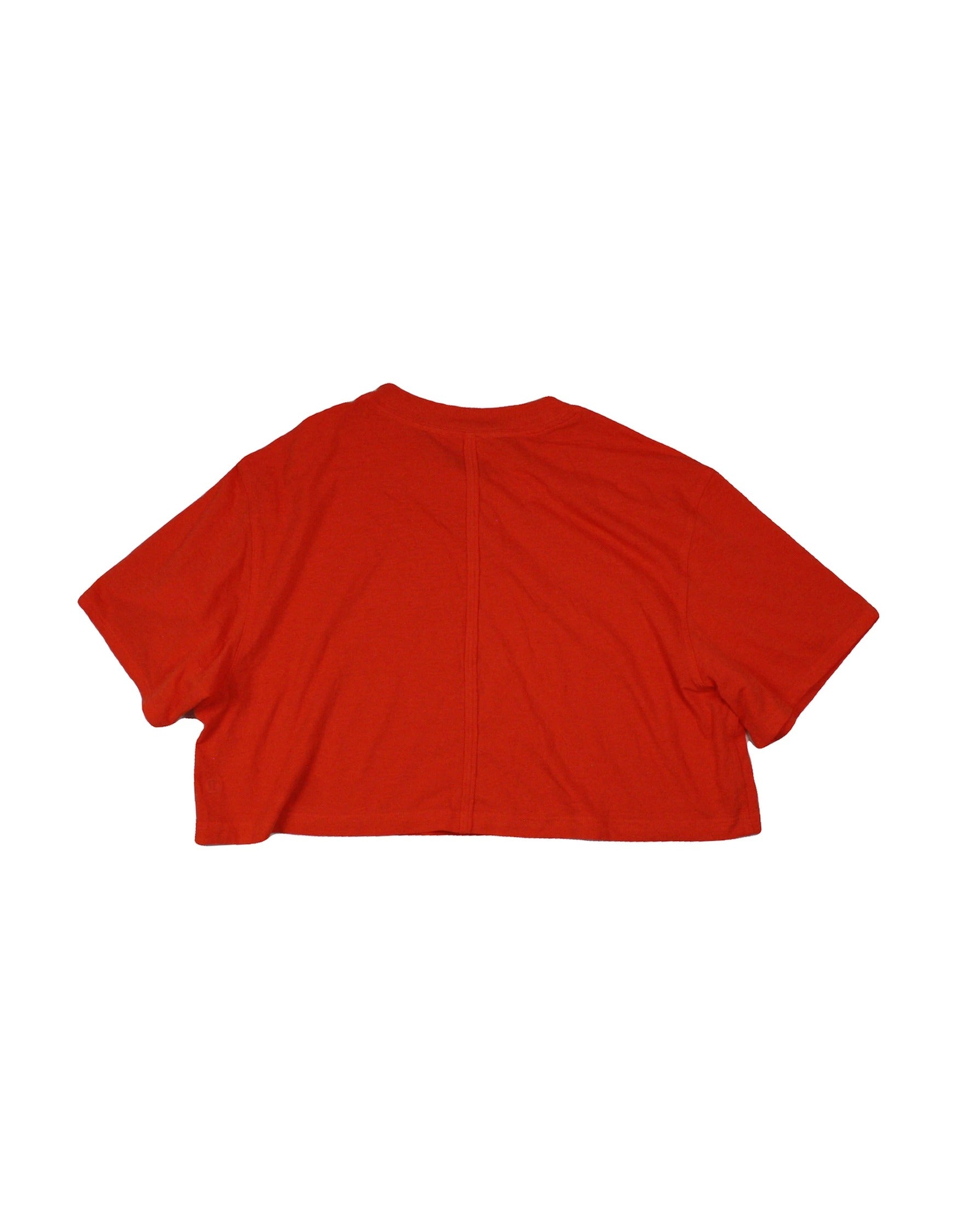 Lululemon Women's Orange Cropped Fit Lululemon Round Neckline T-Shirt – New