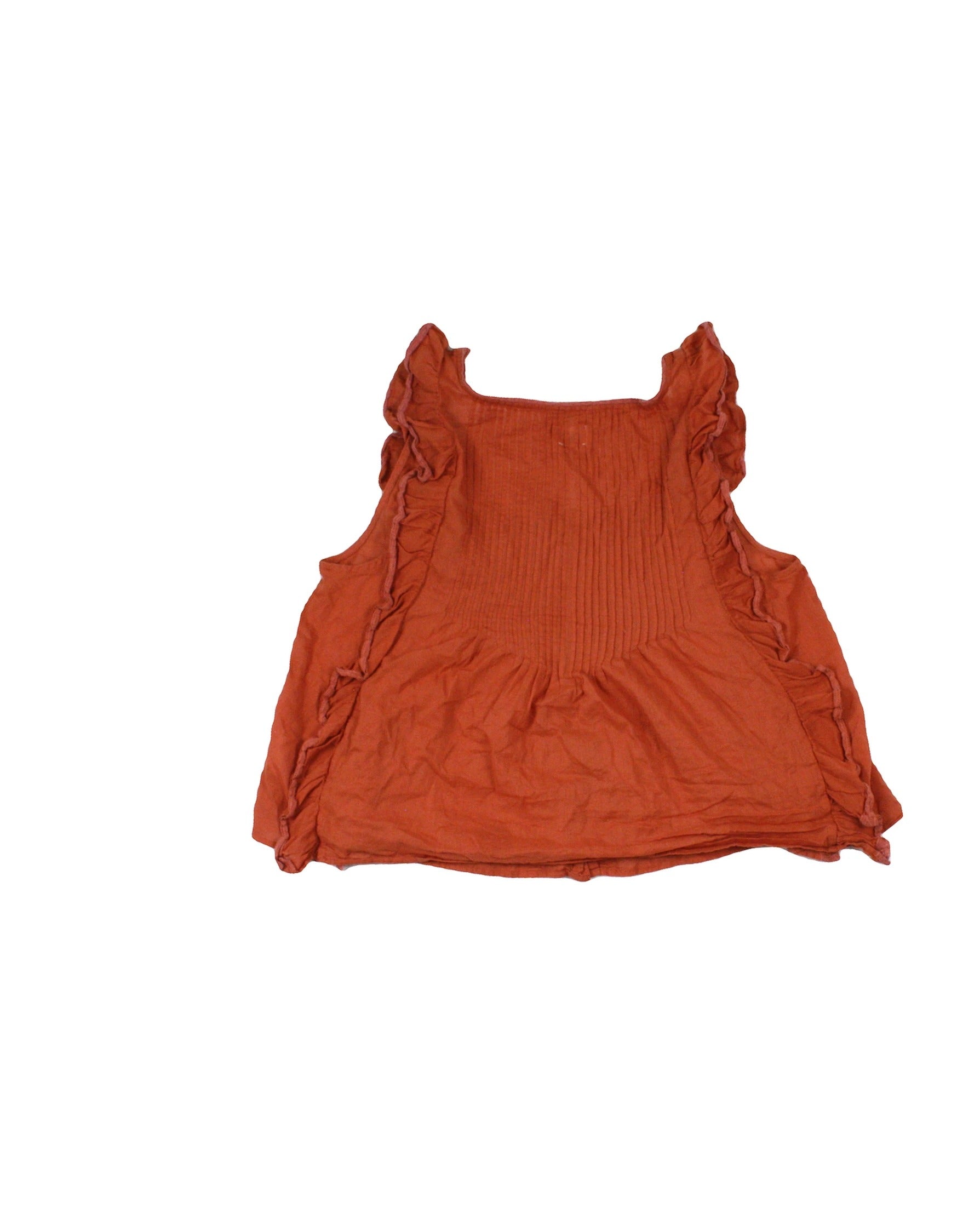 Wilfred Women's Orange Button Front Frill Sleeves Pintucks Back Tie Sleeveless Top – AS IS, Size S