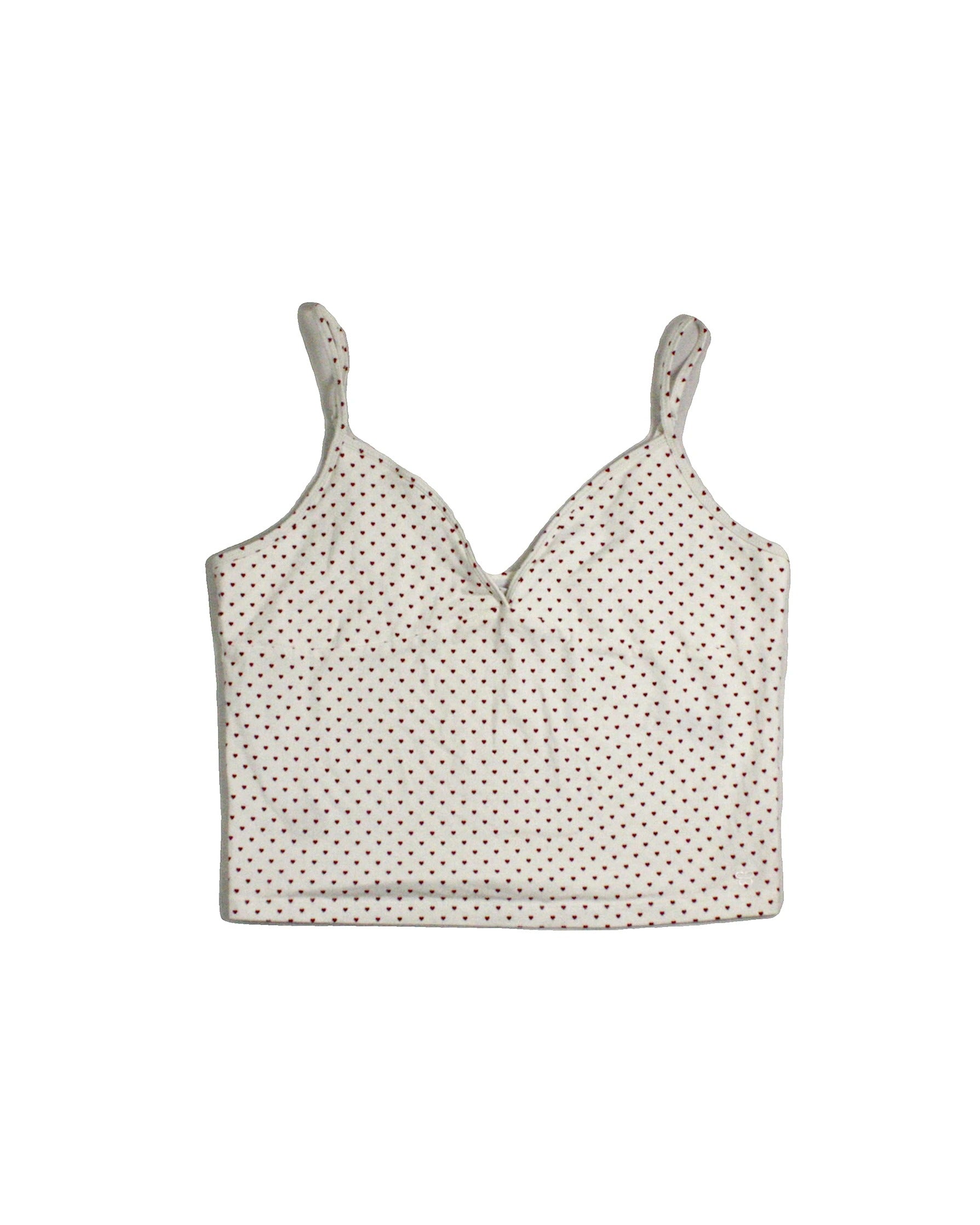 Sunday Best Women's White/Red Heart Pattern V-Neckline Spaghetti Strap Top – Size L