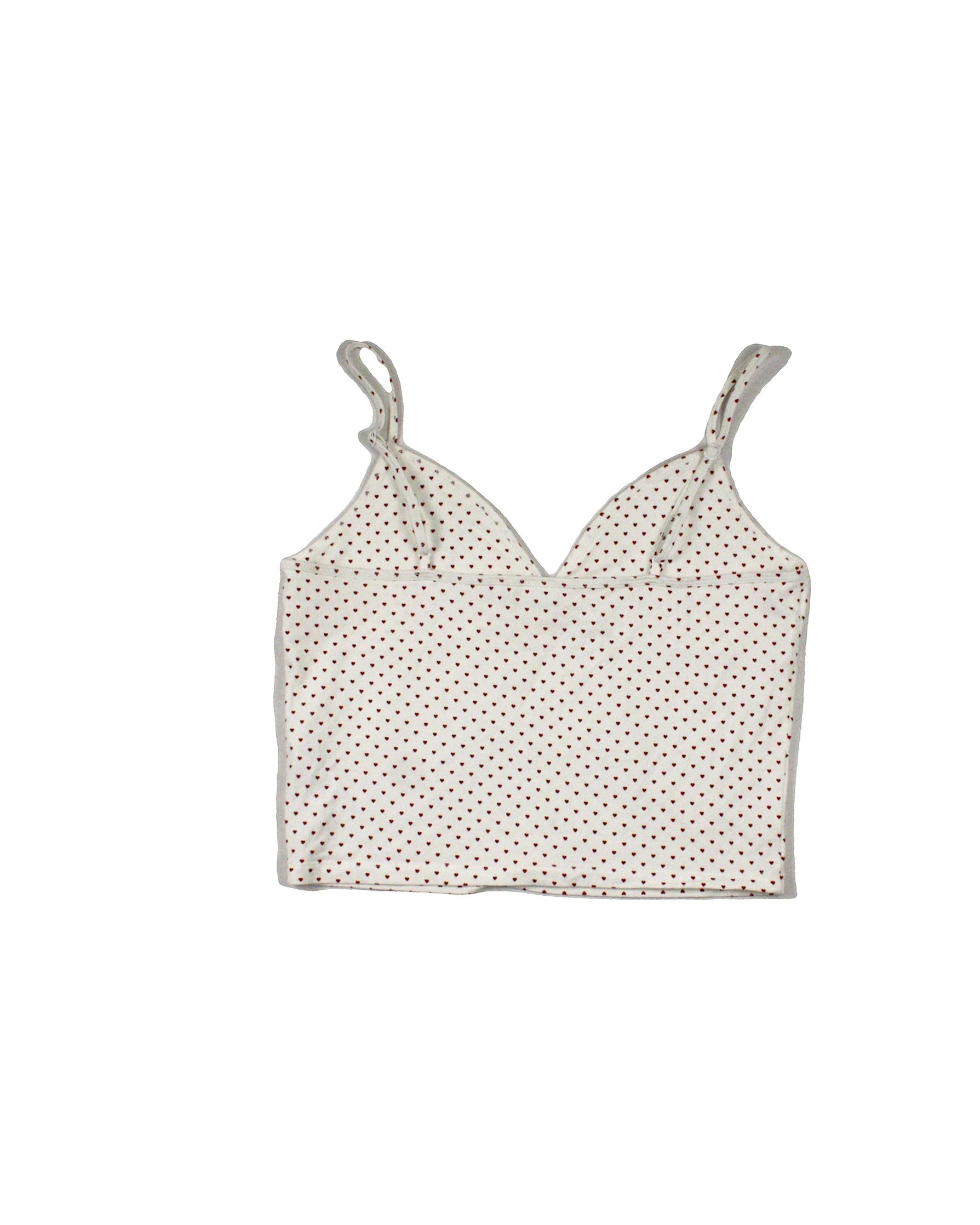 Sunday Best Women's White/Red Heart Pattern V-Neckline Spaghetti Strap Top – Size L
