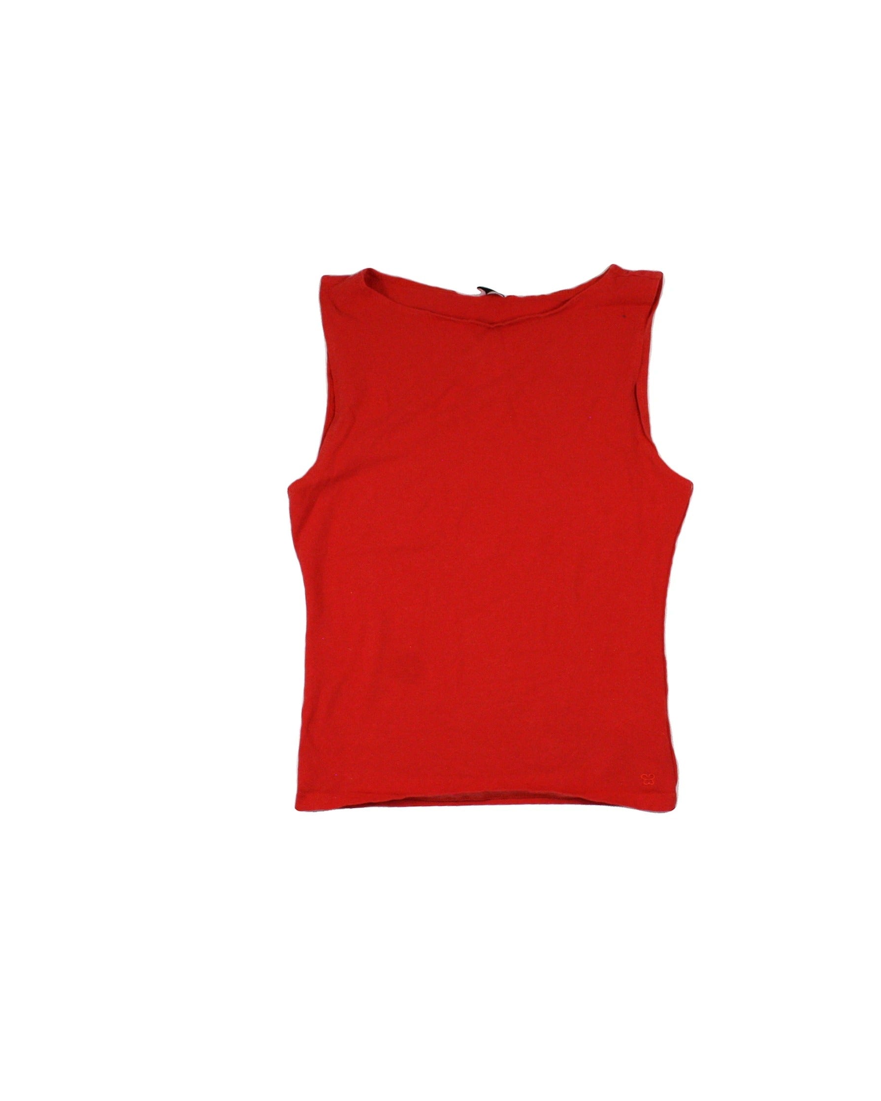 Sunday Best Women's Red Boat Neckline Sleeveless Top – Size S
