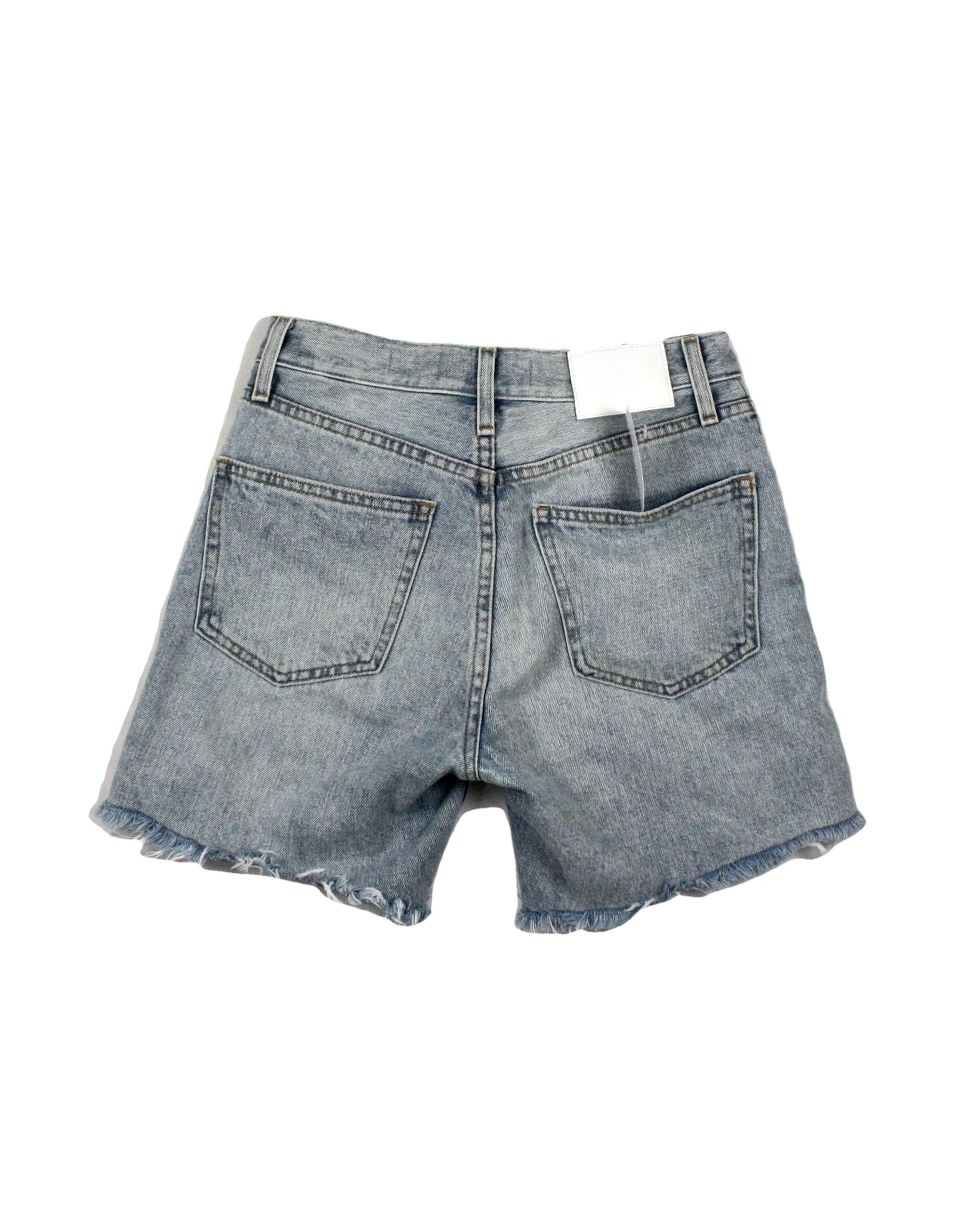 Denim Forum Women's Light Blue Button Fly Yoko High Waist Raw Seam Shorts – Waist 24