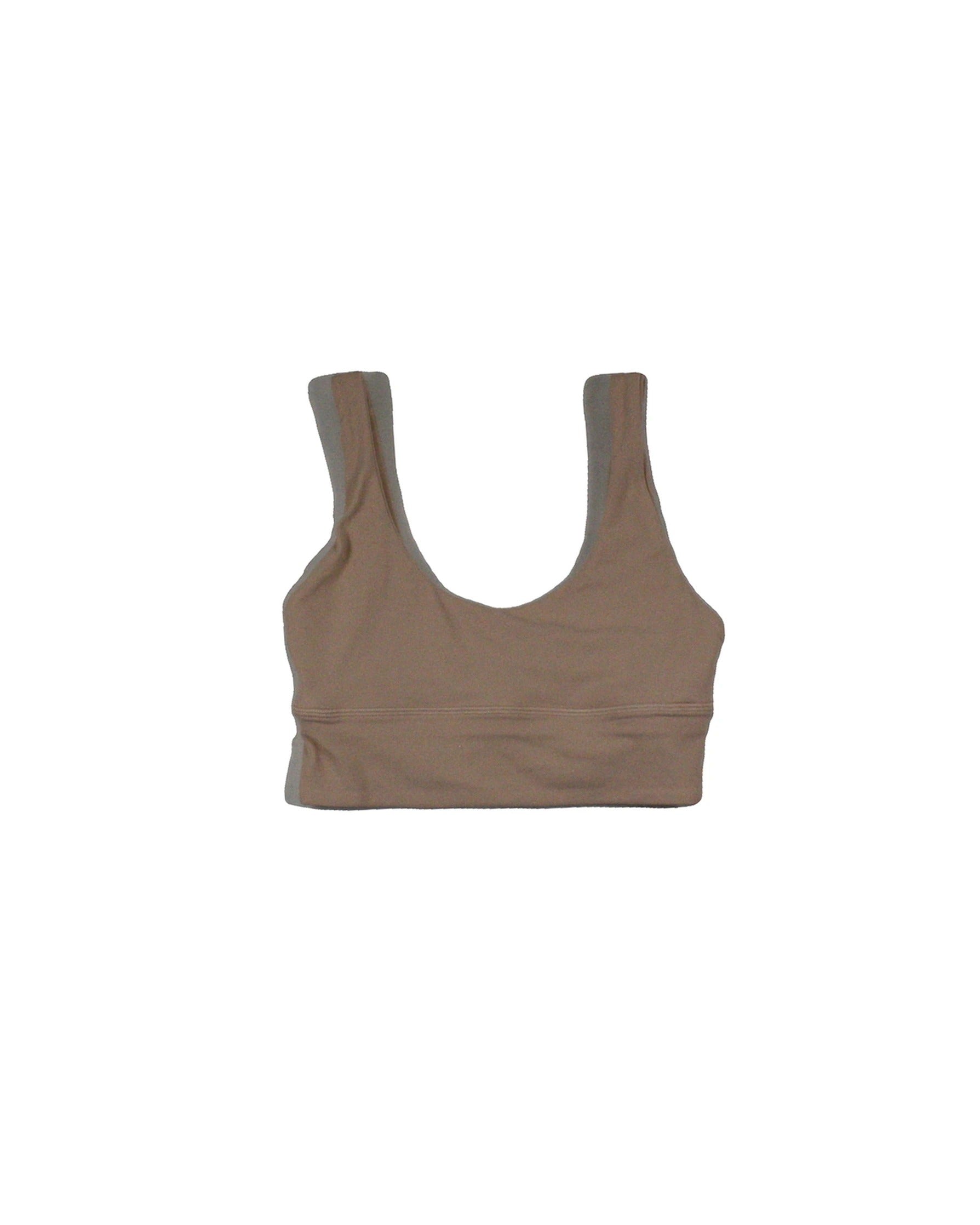 Lululemon Women's Beige Scoop Neckline Low Back Side Wrap Panels Back Logo Sports Bra