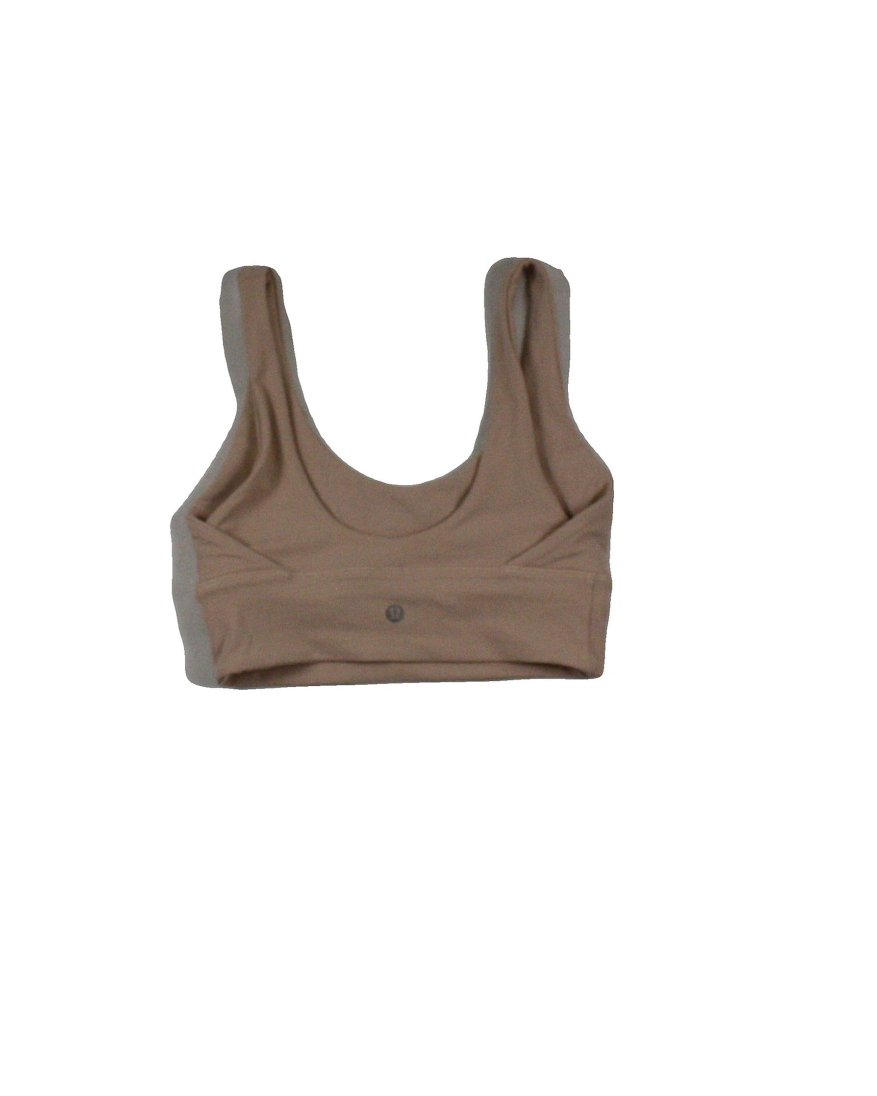 Lululemon Women's Beige Scoop Neckline Low Back Side Wrap Panels Back Logo Sports Bra