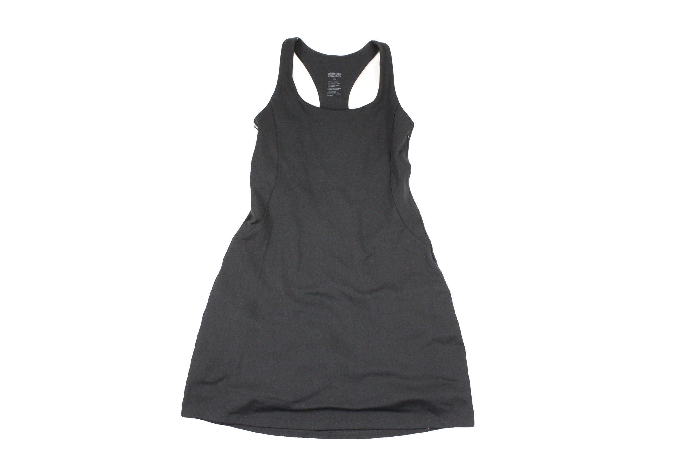Girlfriend Collective Women's Black Racerback Mini Length A-Line Fit Skort Design Sleeveless Dress – New, Size XS