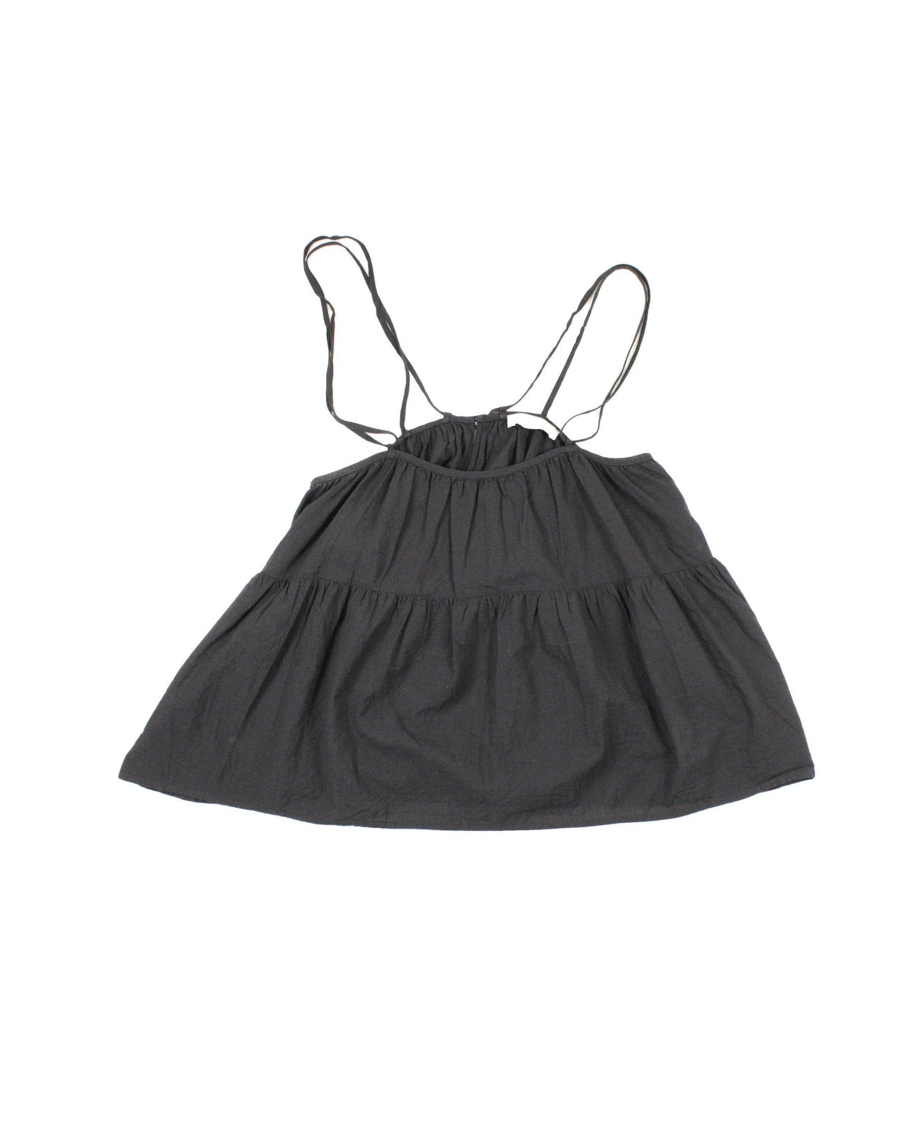 Everlane Women's Black Cotton Square Neckline Gathered Detail Two-Tier Design Spaghetti Strap Top – Size XXS