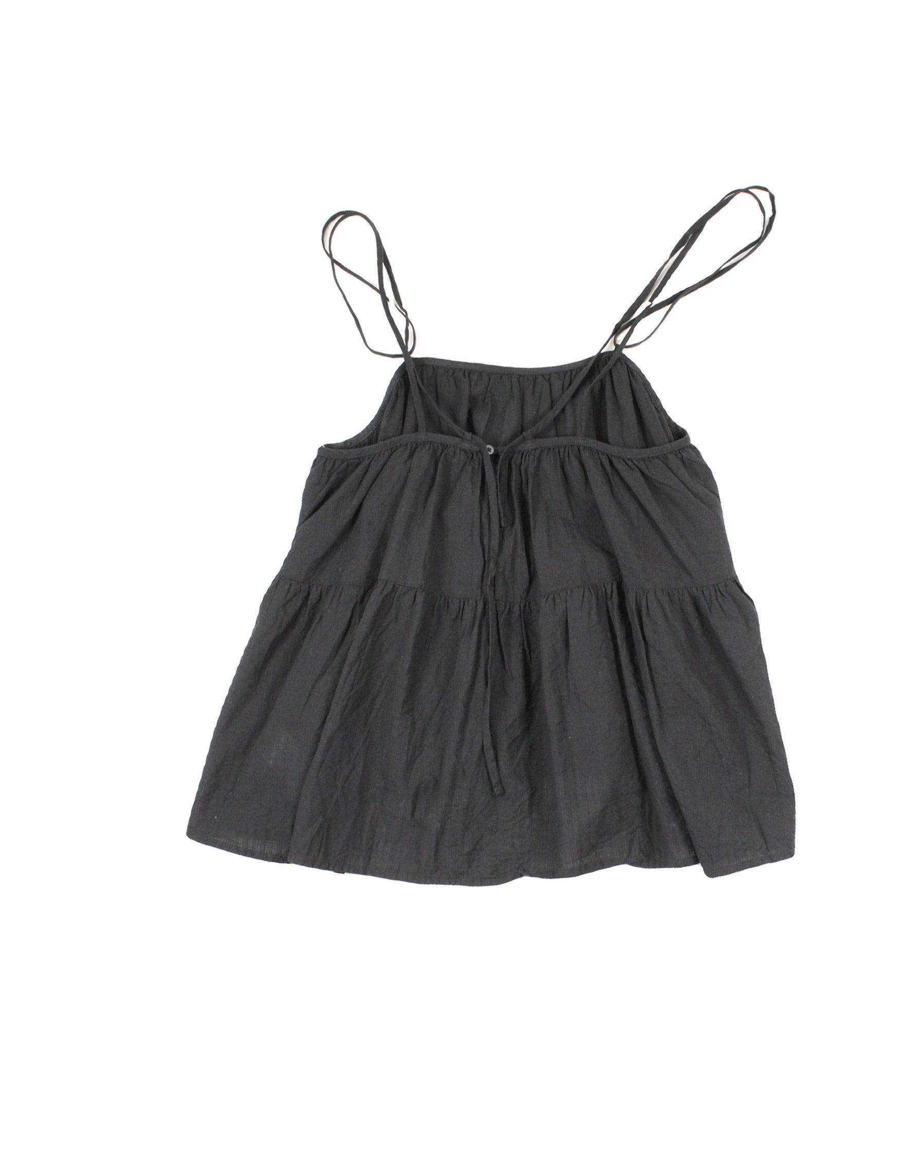 Everlane Women's Black Cotton Square Neckline Gathered Detail Two-Tier Design Spaghetti Strap Top – Size XXS