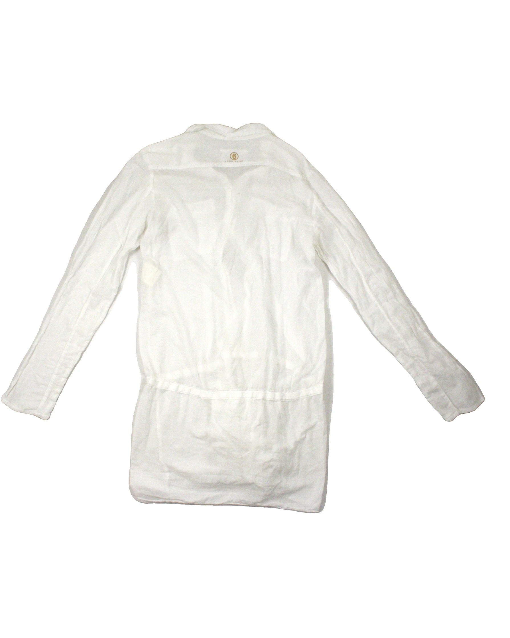 MM6 Maison Margiela Designer Women's White Long Sleeve Sheer Shirt with Waist Tie – Size 6